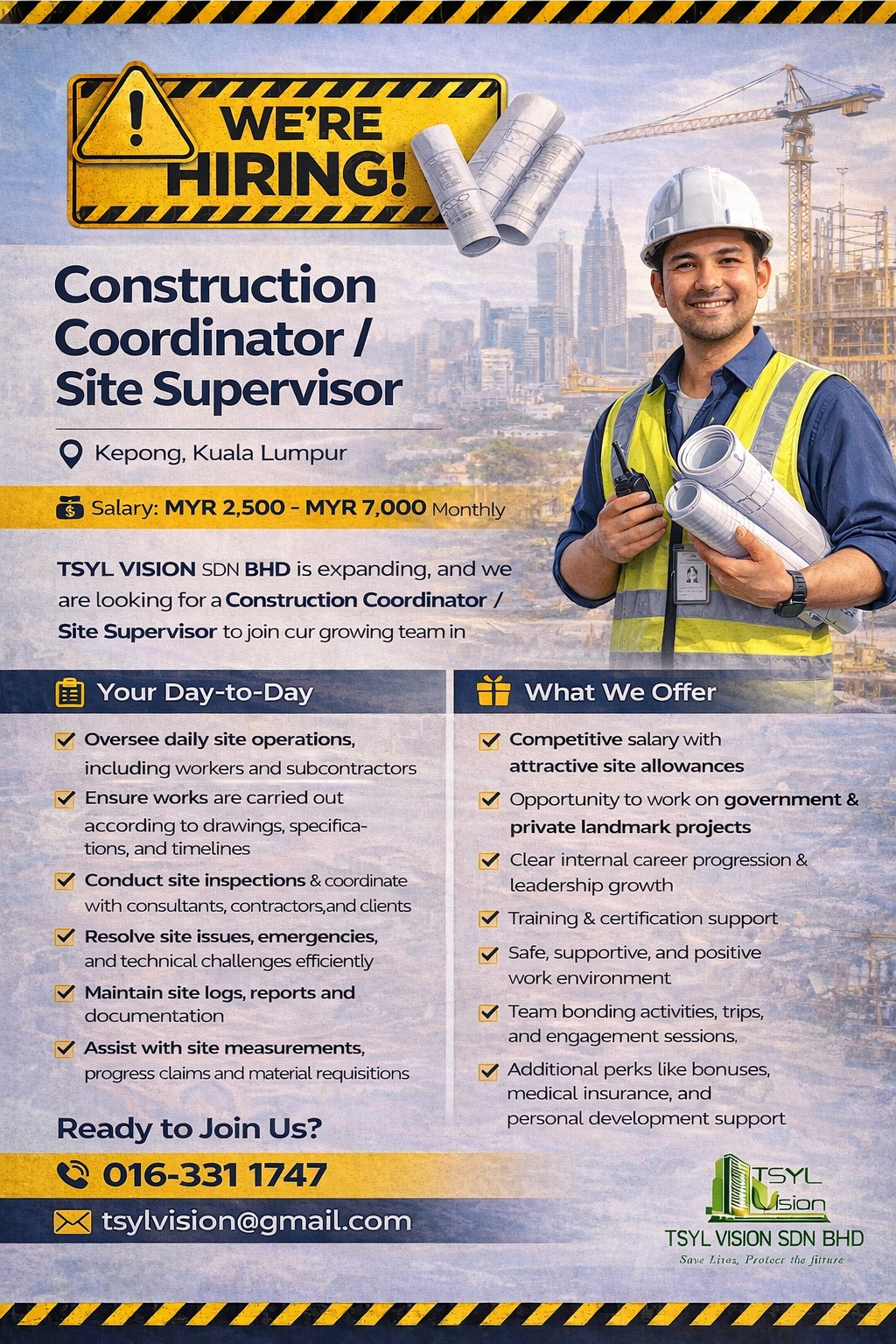 🚧 We’re Hiring! TSYL VISION SDN... - TSYL Vision Sdn. Bhd. | Facebook