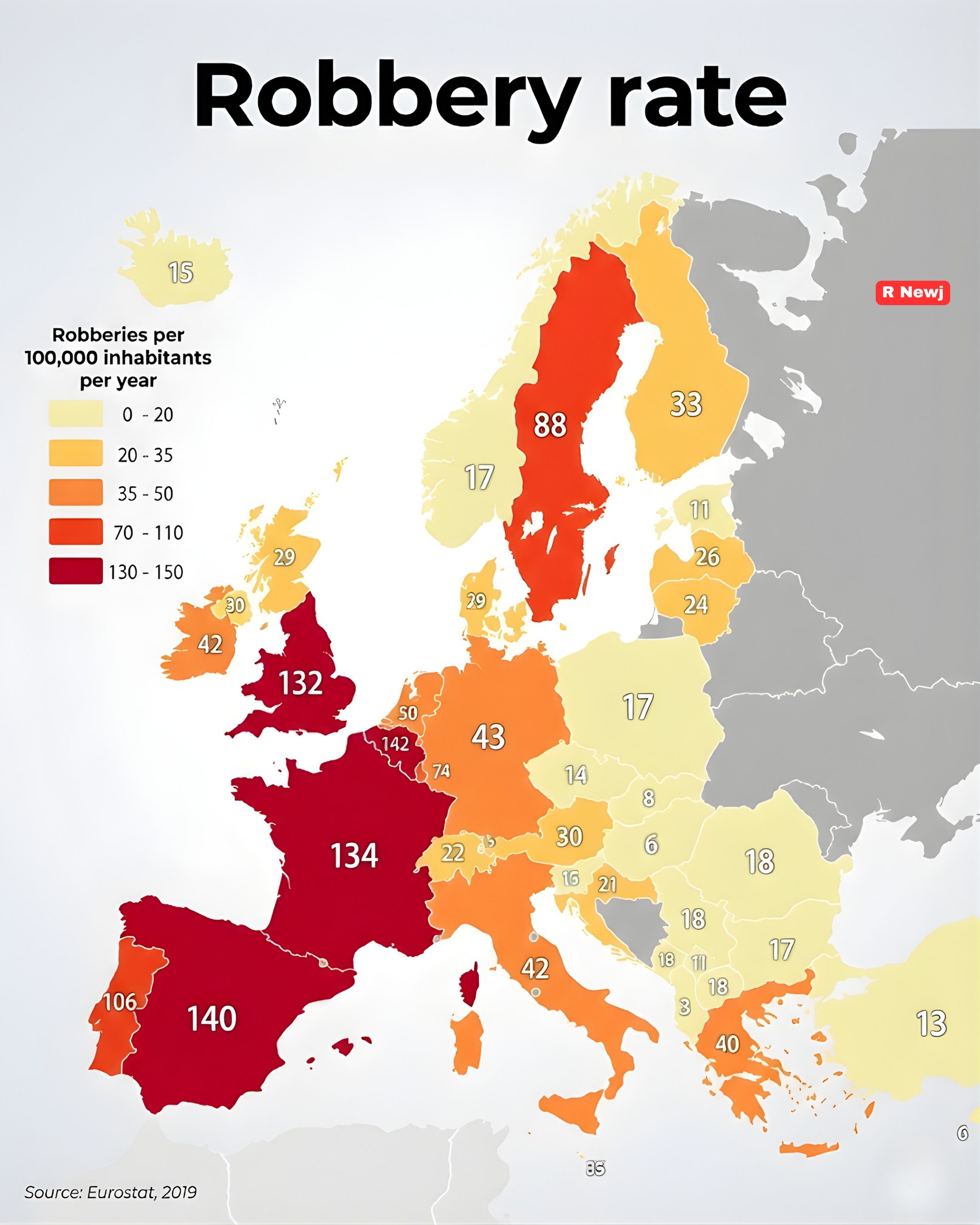 R NEWJ - 🚨🗺️ Robbery Rates in Europe — Which Countries Are Most ...