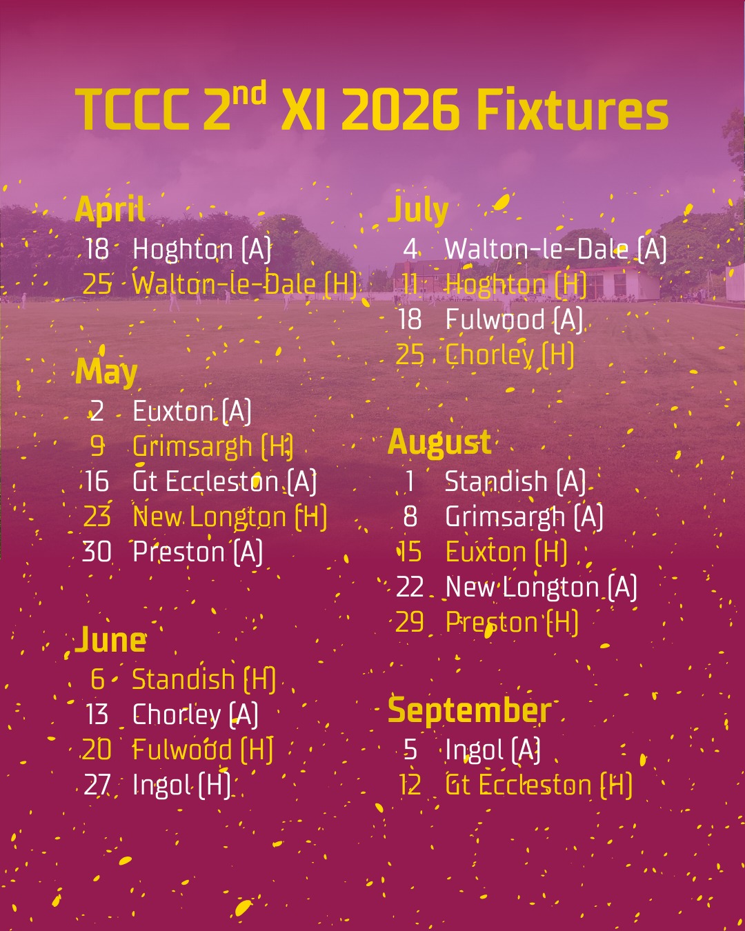 2026 FIXTURES Some... - Thornton Cleveleys Cricket Club | Facebook