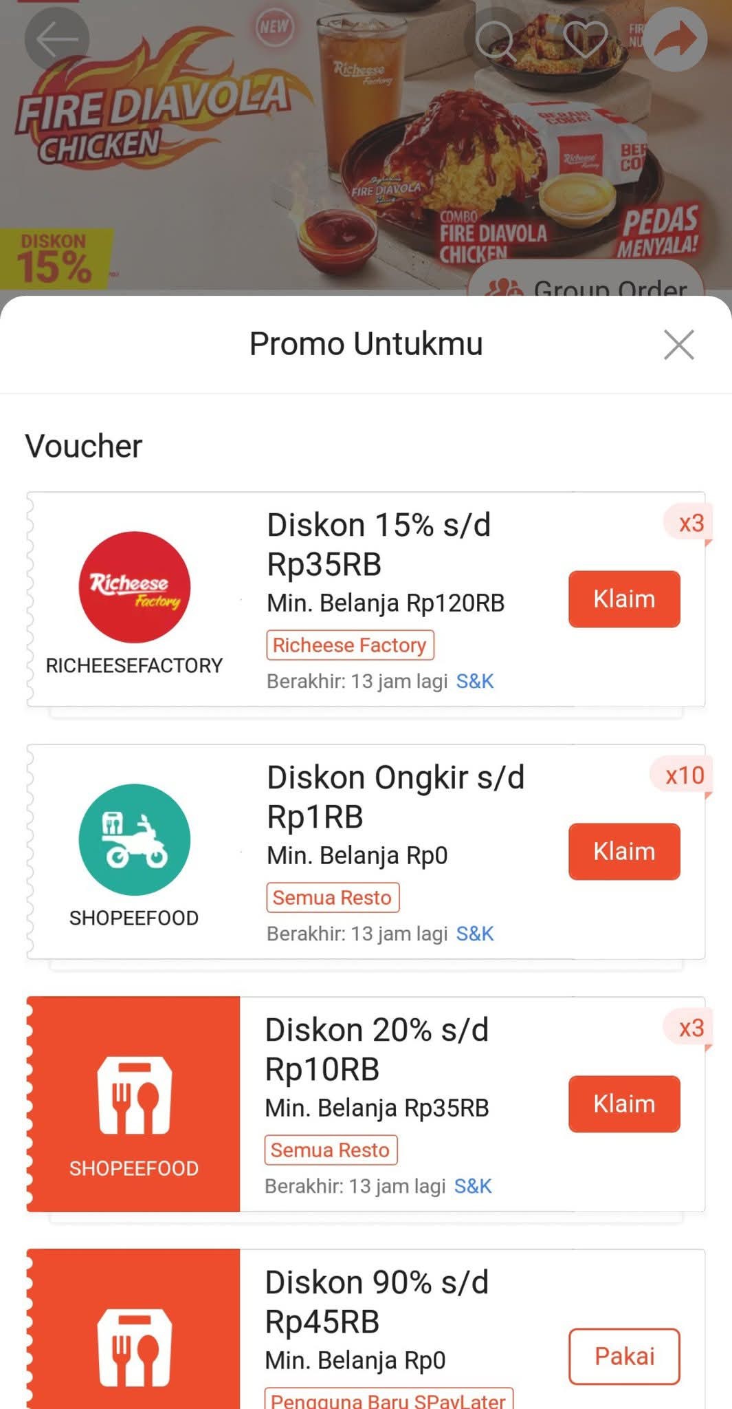 info promo,diskon dan voucher food online (gofood,grabfood,shopeefood ...