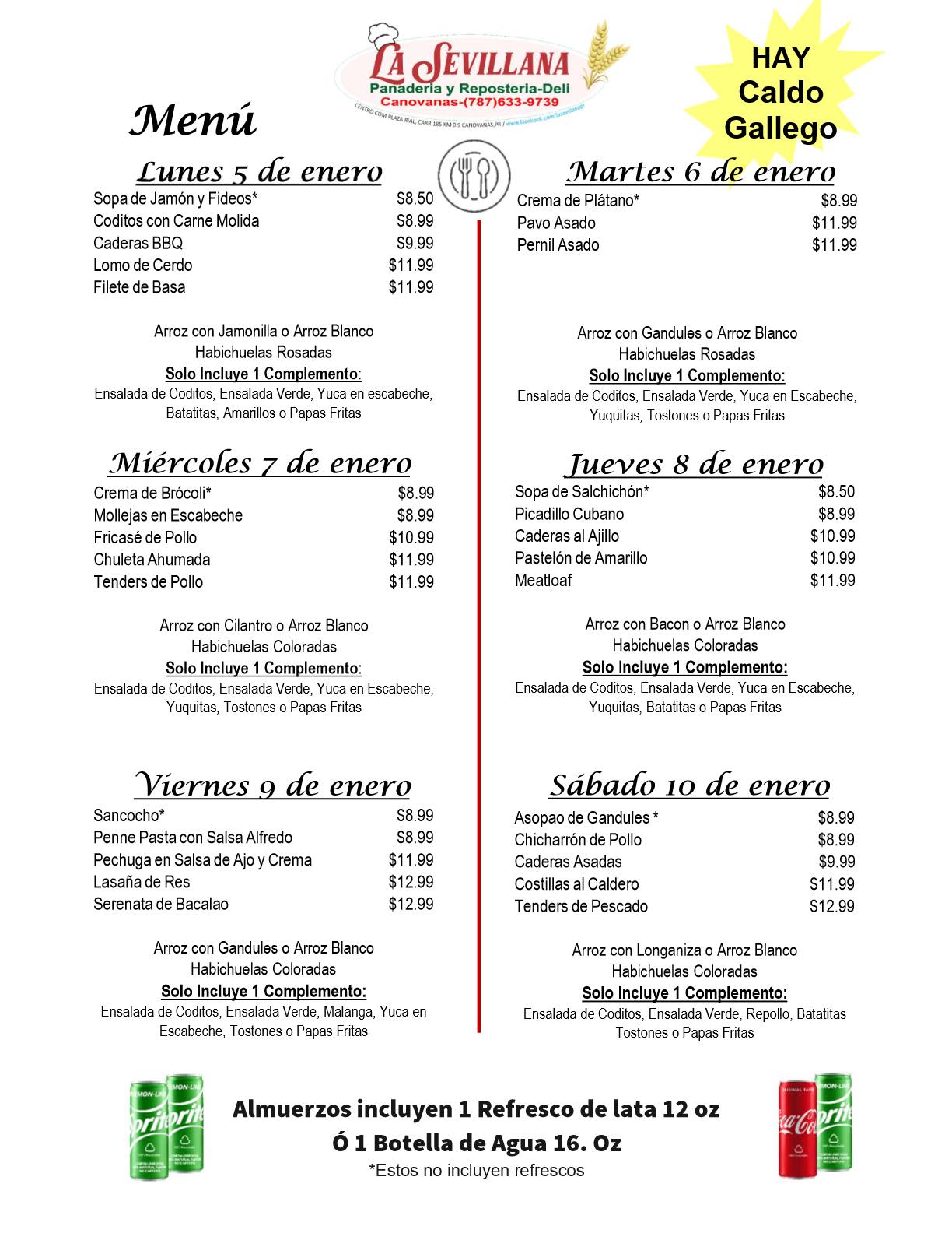 La - 🥘 Menu 5 AL 10 Enero 2026 Centro Comercial Plaza Rial Canovanas PR ...