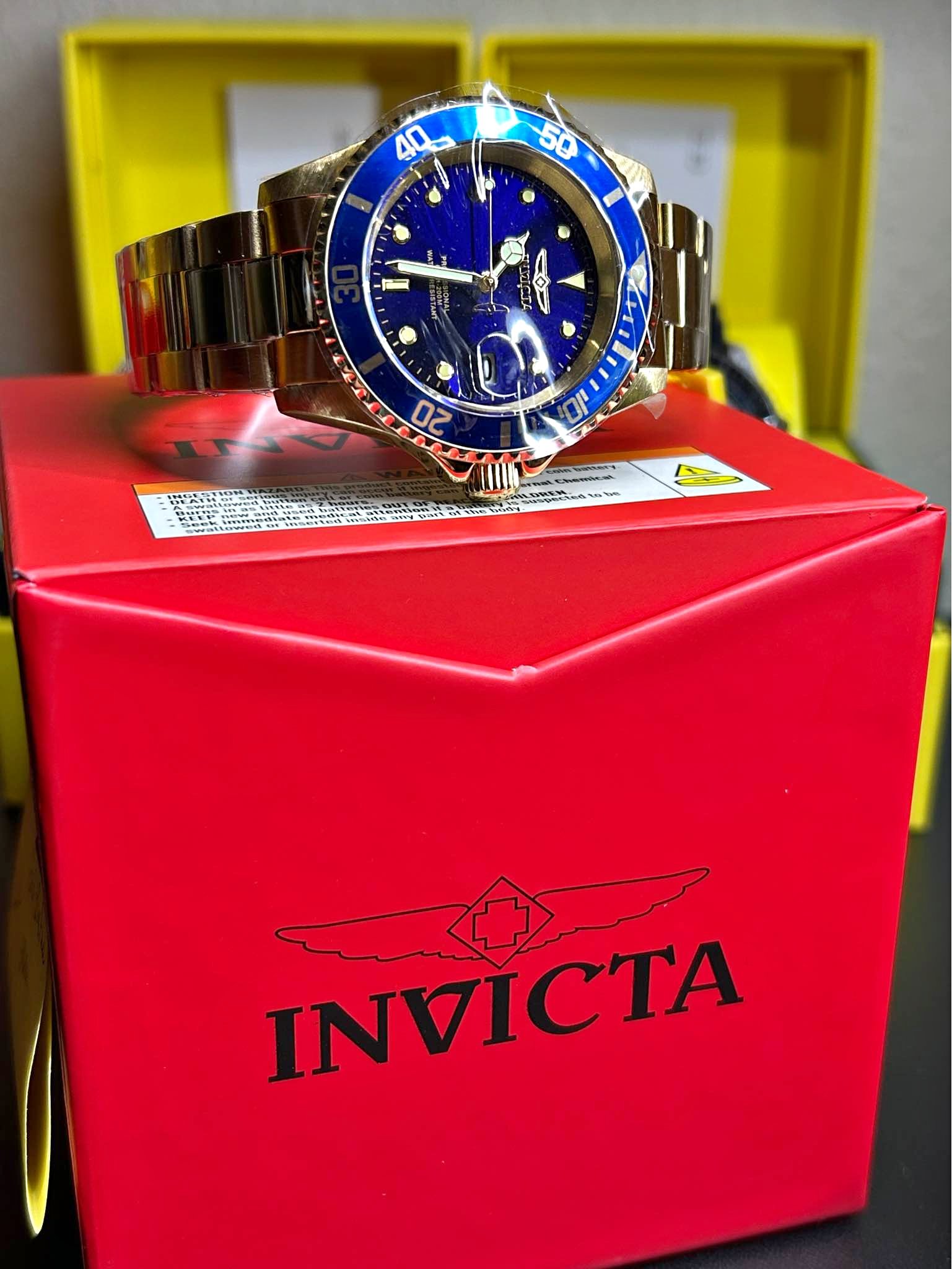 NEW Invicta Pro Diver Professional Gold/Blue Mens Watch—40mm - Men's ...