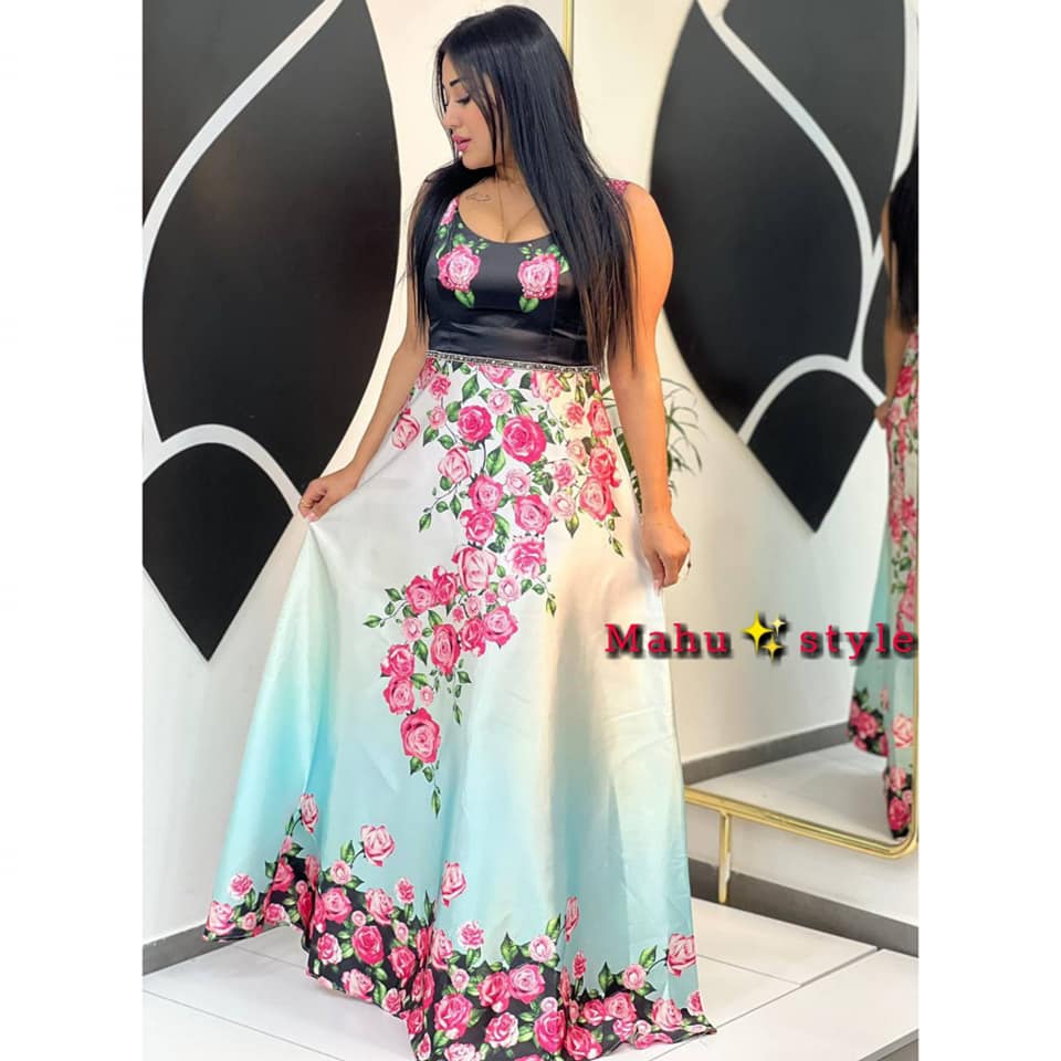 Robe Promod Doublée Taille M (38/40), Bleue, Style évasé, Longueur 85 Cm, Occasion Très Bon état