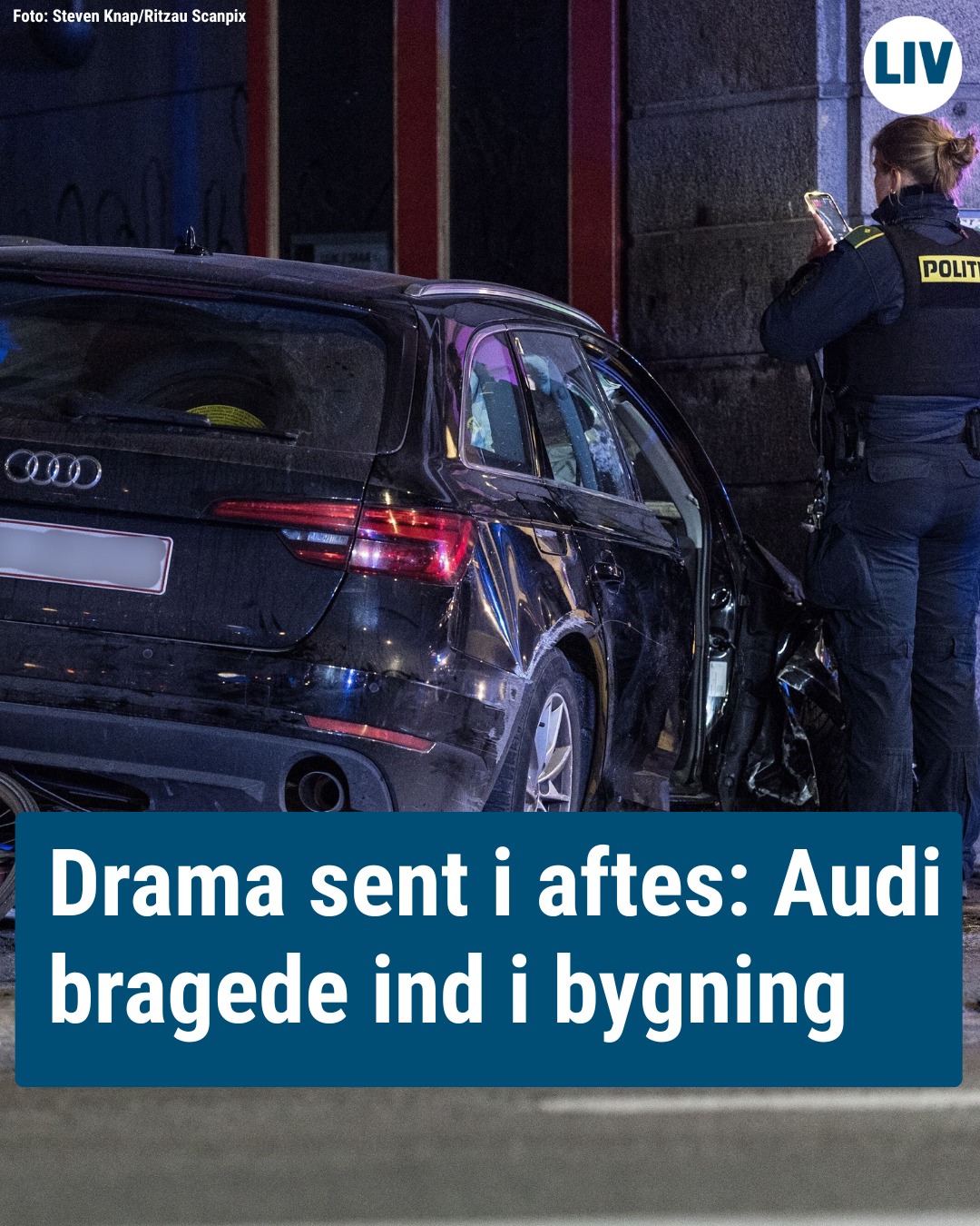 Sydhavnen LIV - Bilen bragede direkte ind i facaden. | Facebook