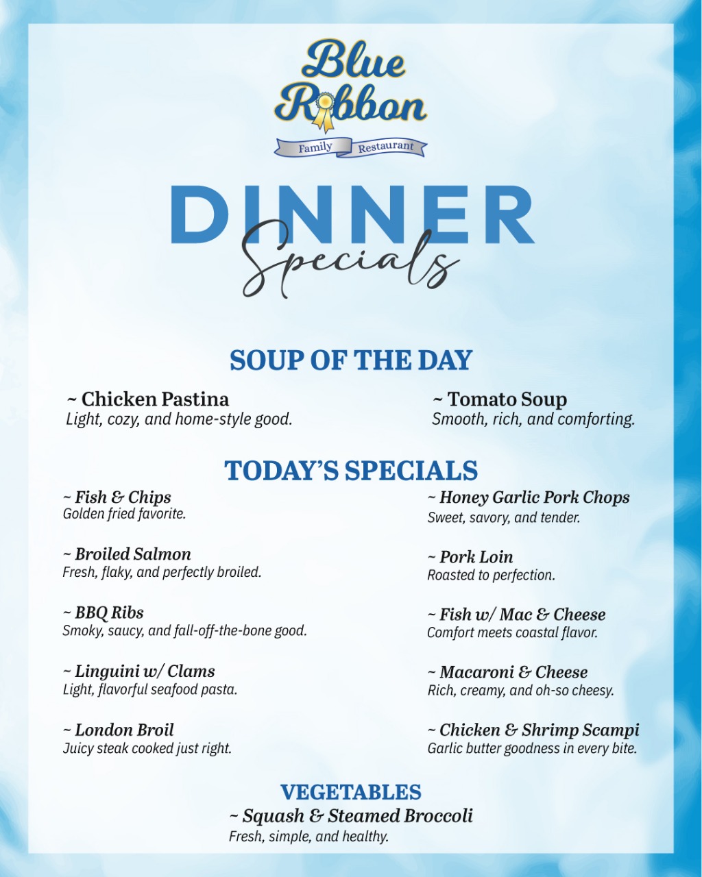 Blue Ribbon... - Blue Ribbon Family Restaurant & Bakery
