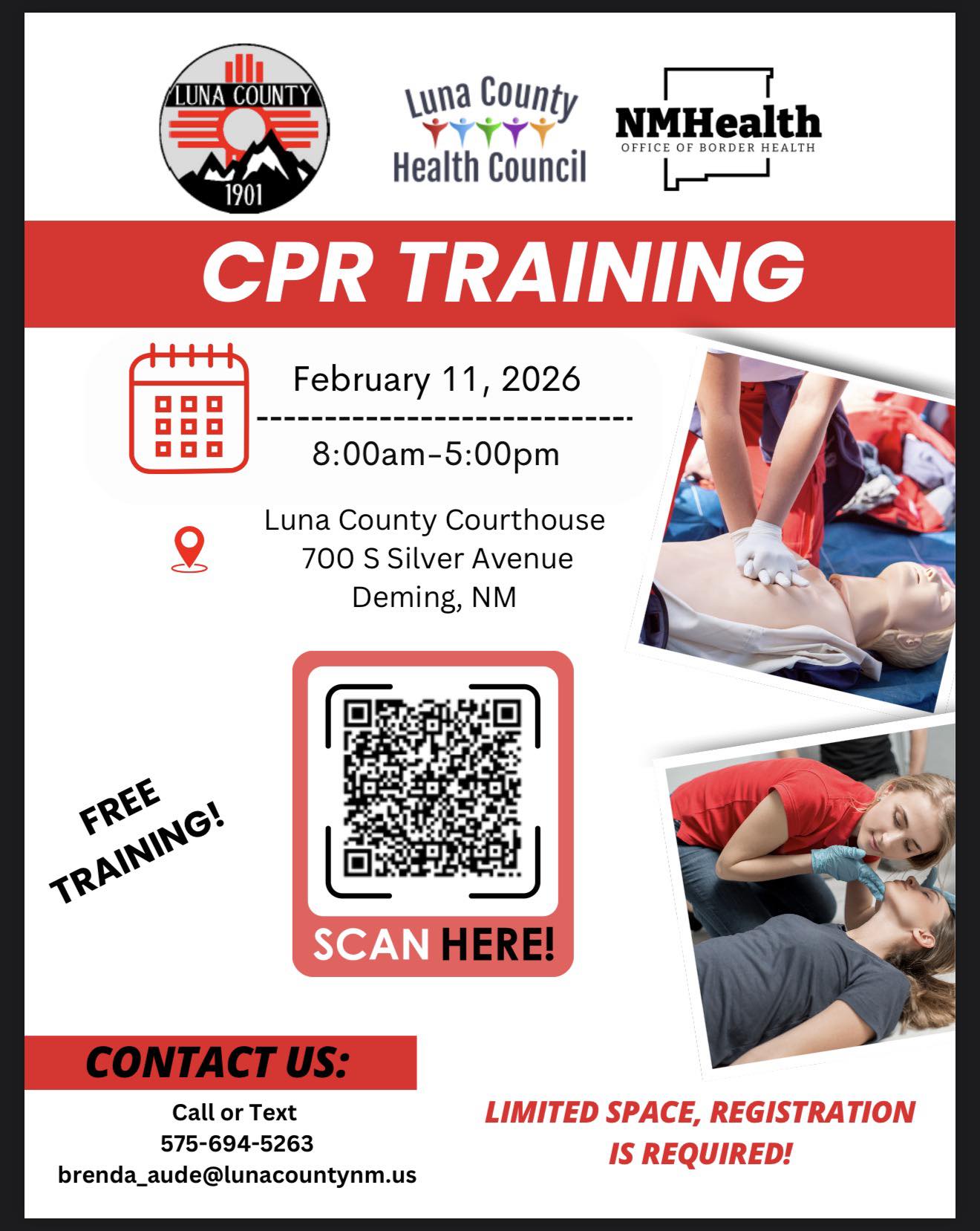 Luna - UPDATE- Class is full! Free CPR training opportunity! The Health ...