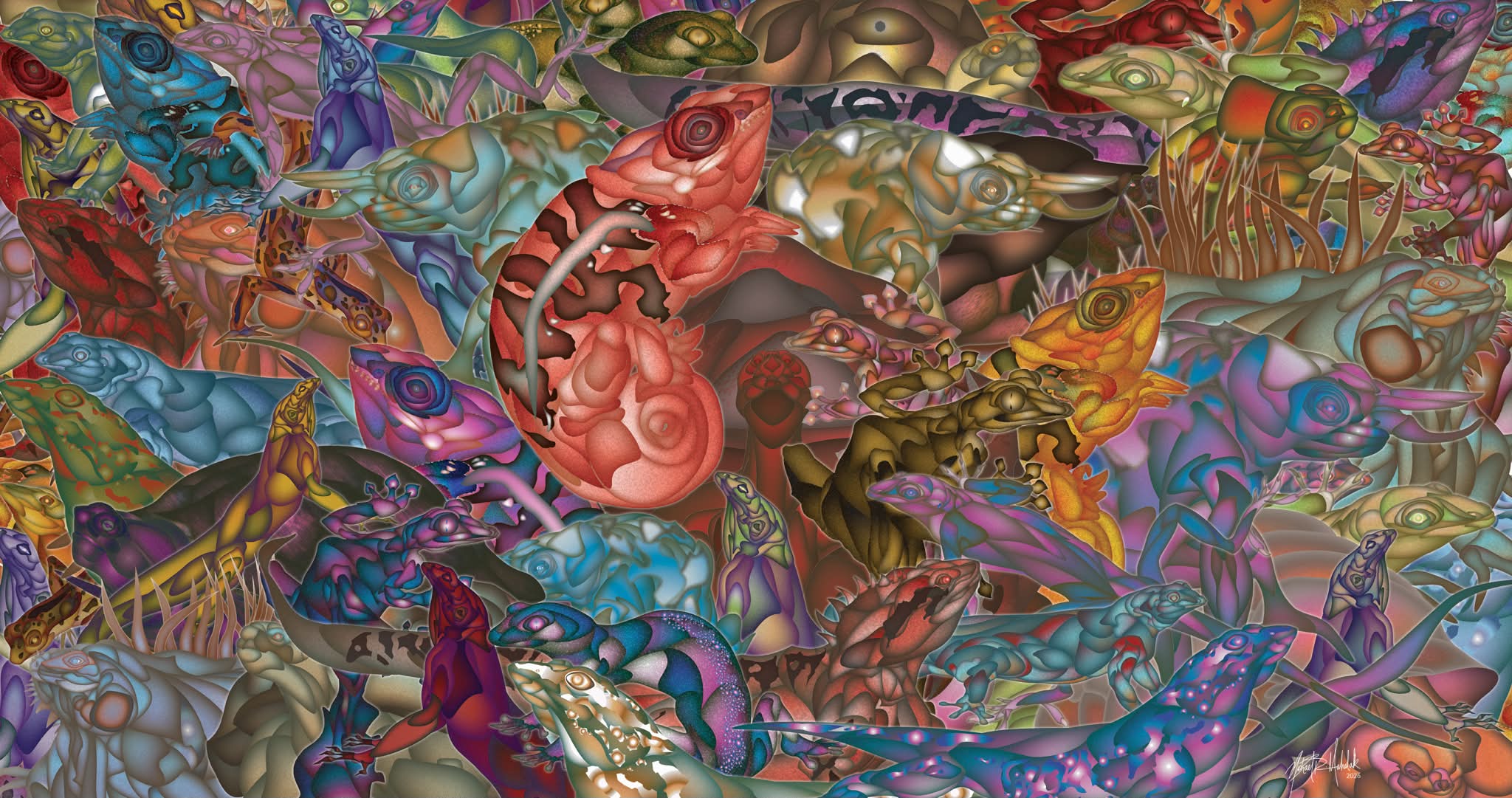 World of the Reptiles “, Digital, 19” x 36”, 2026