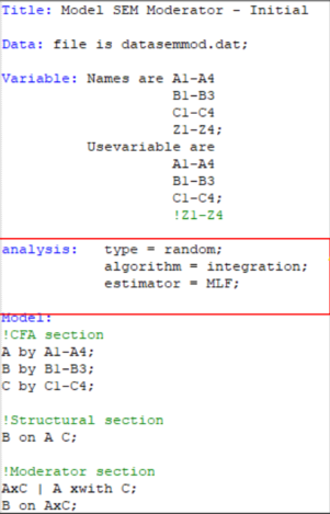Code คำสั่งของ SEM Moderator by Mplus สนใจมาแลกเปลี่ยนพูดคุยกันได้นะ ...