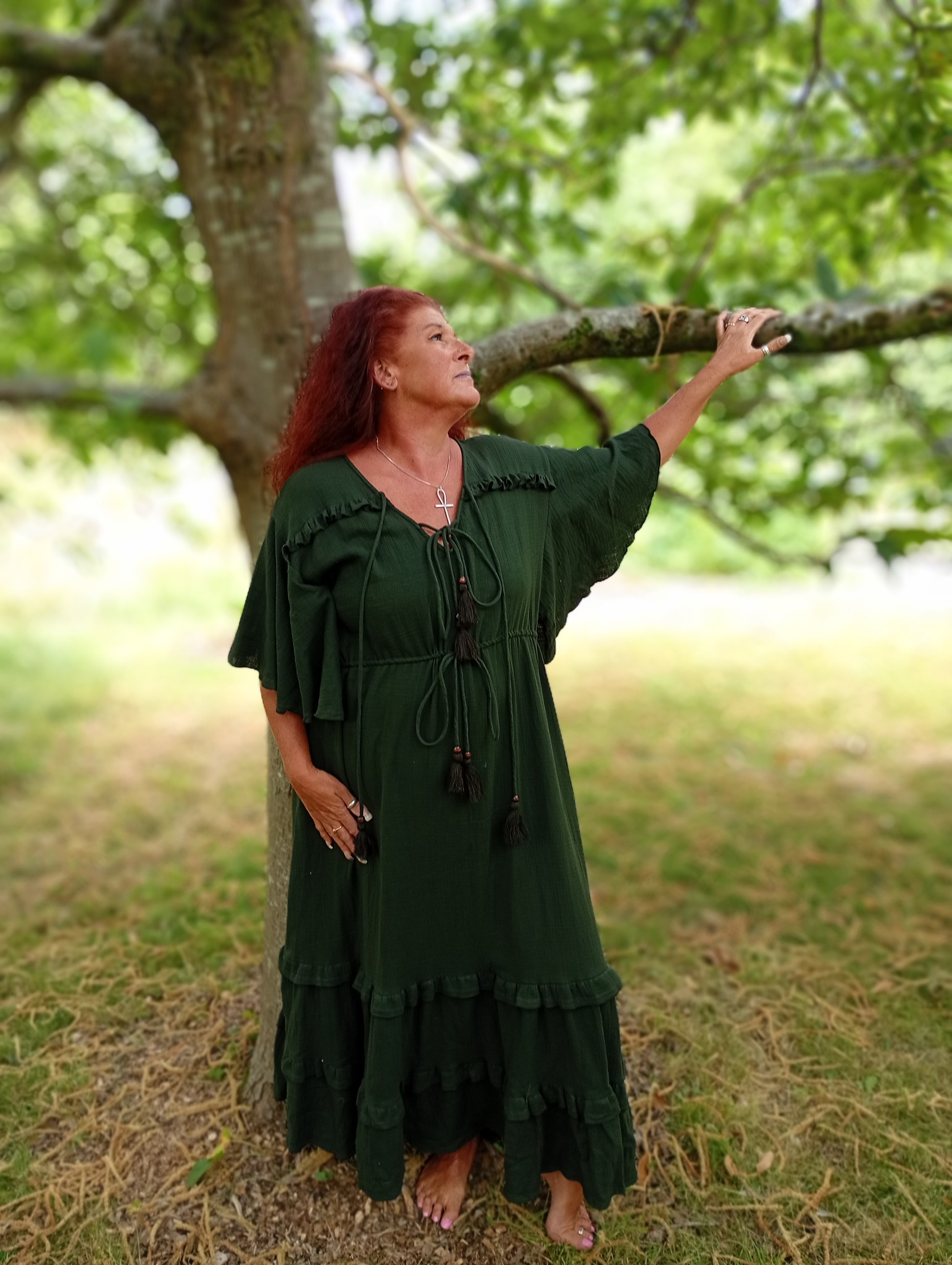 twilight green dress 💚Another cheeky peek at one of our pieces for the new Meadow collection landing next week. We have chosen THE MOST beautiful Mossy colour to compliment the printed pieces. BEHOLD ~ Reformation dress