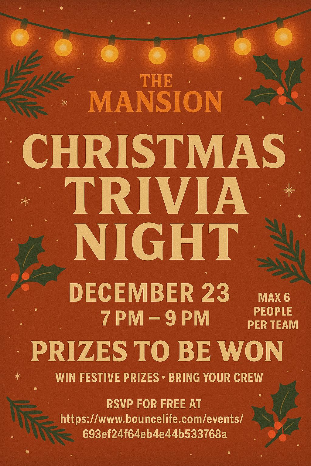The Mansion - Holiday Hours Dec. 24: open 11am to 2am Dec. 25: closed ...