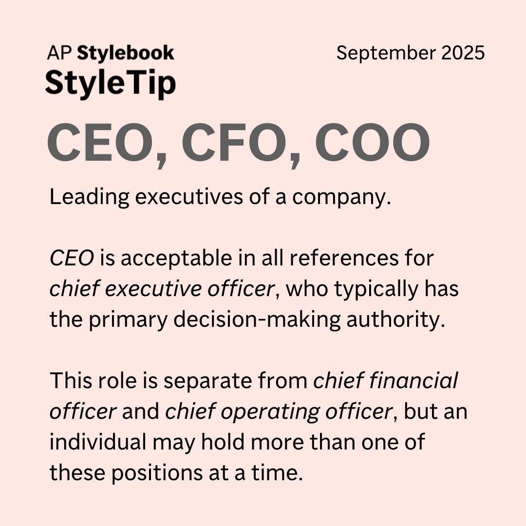 AP - CEO is acceptable in all references for chief executive officer ...