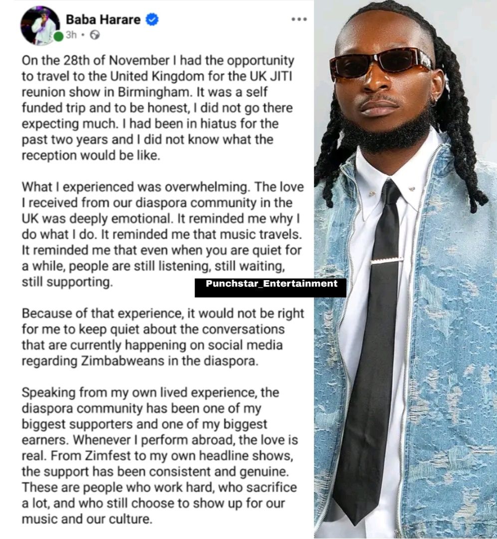 Punchstar - NEWS>>>>>Jiti musician Baba Harare pens a heartfelt letter ...