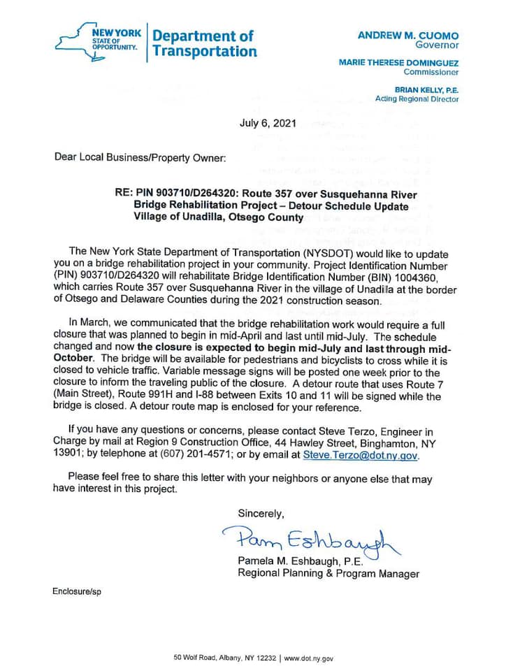 WCDO - Rt 357 Bridge crossing the Susquehanna River will... | Facebook