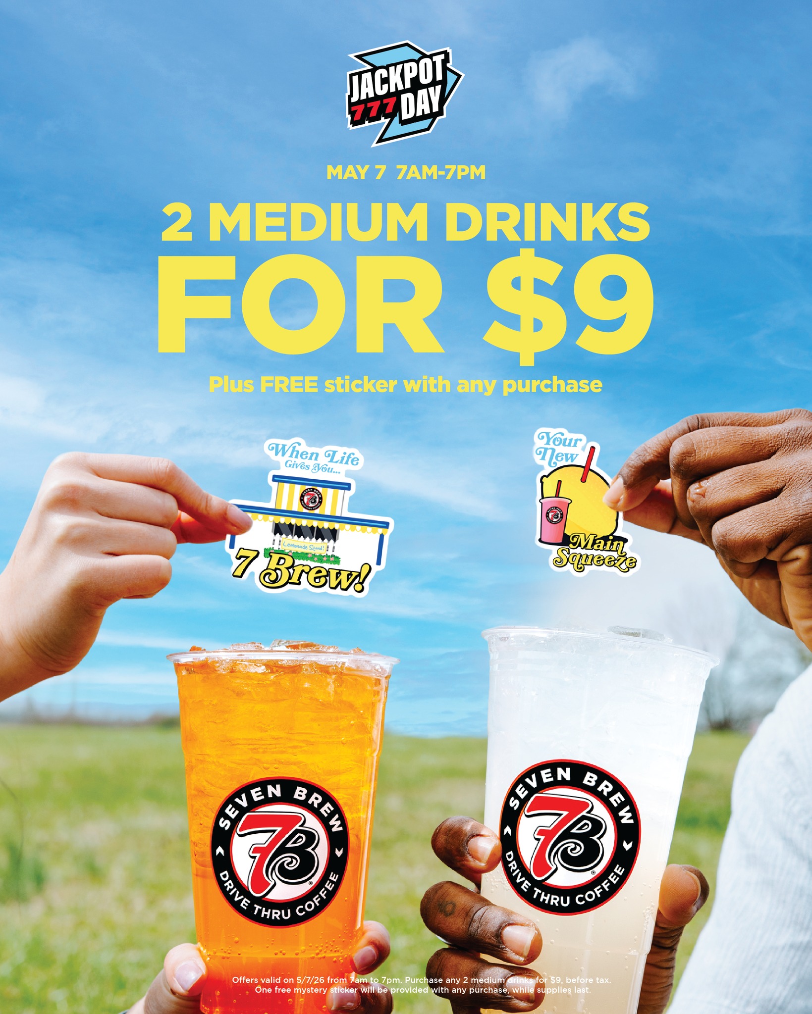 April Jackpot Day is HERE at 7 Brew! Drive-thru for a FREE set of