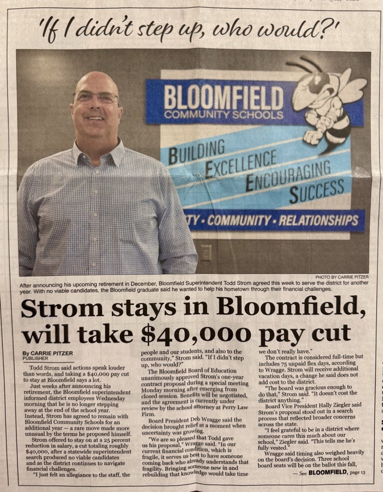 Bloomfield - At a time when our district continues to face financial ...