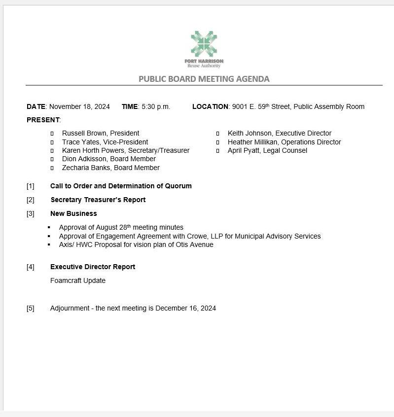 FHRA Public Meeting