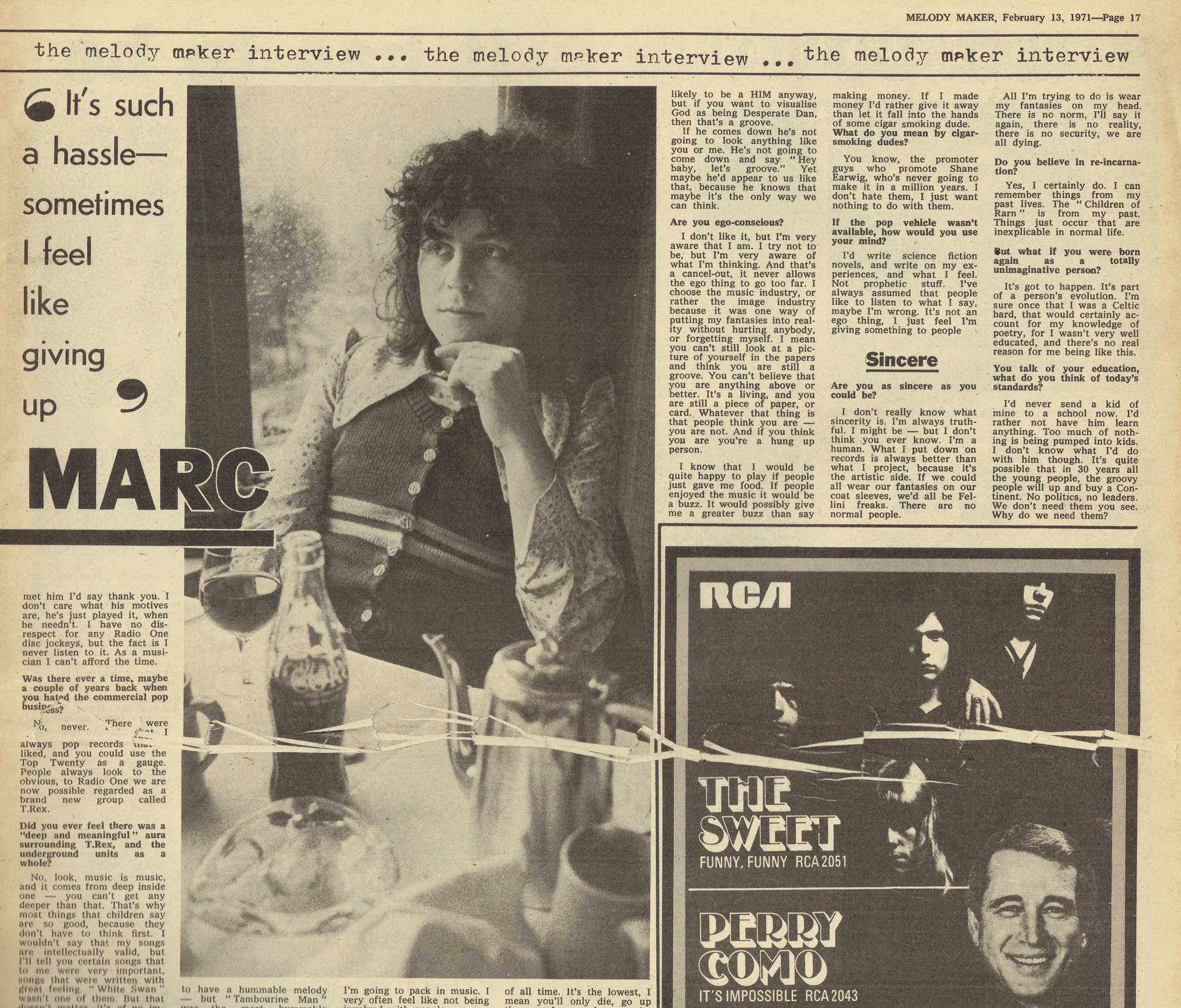 Born - Marc Bolan – Interview: Feb. 1971 part two A two‑page