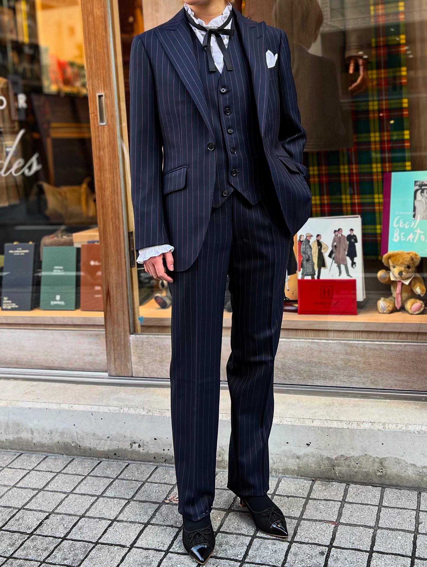 Colored stripe 3piece suit cloth：JOHN FOSTER 100% Wool 290gms