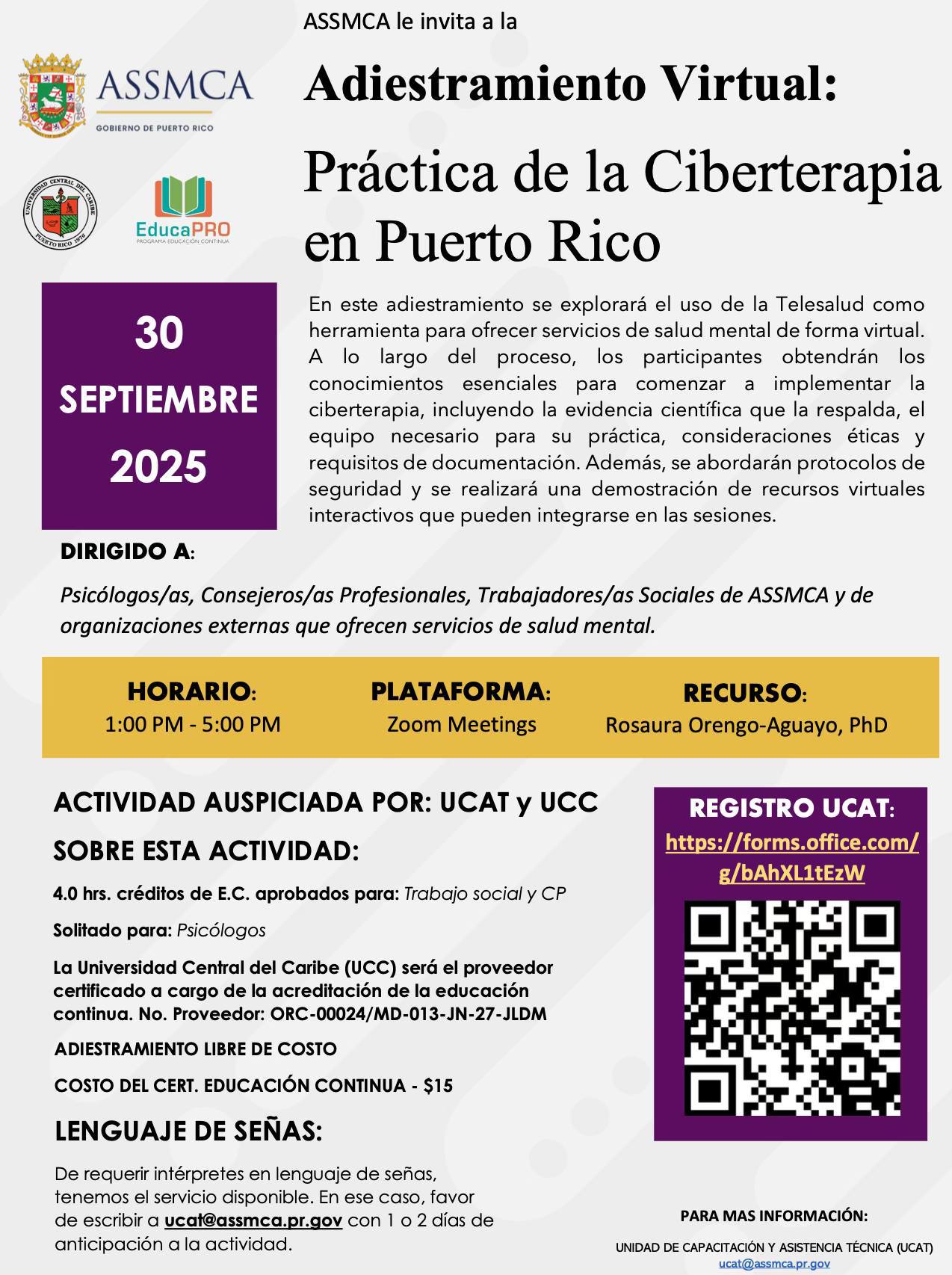 Centro - 🗣️Taller: Práctica de Ciberterapia en Puerto Rico ...