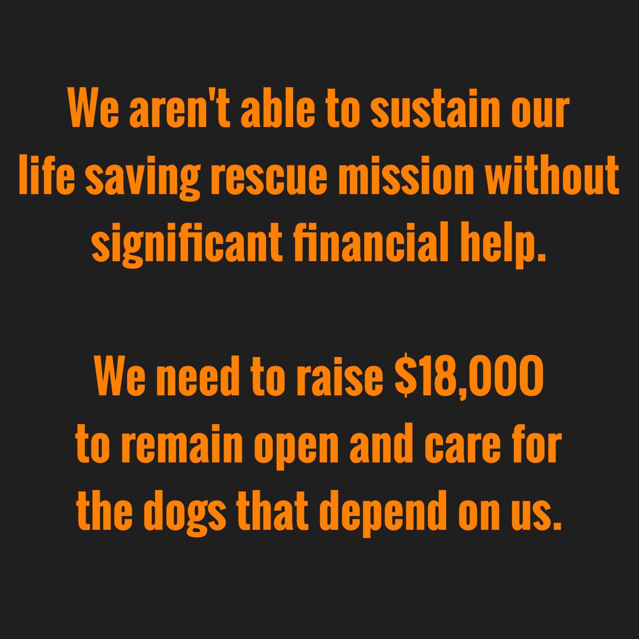 We are devastated that we are here. Dogs are being euthanized