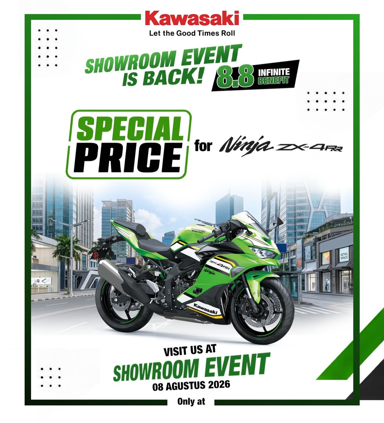 Your dream ride just got closer. 💚 Special Price for the Ninja ZX