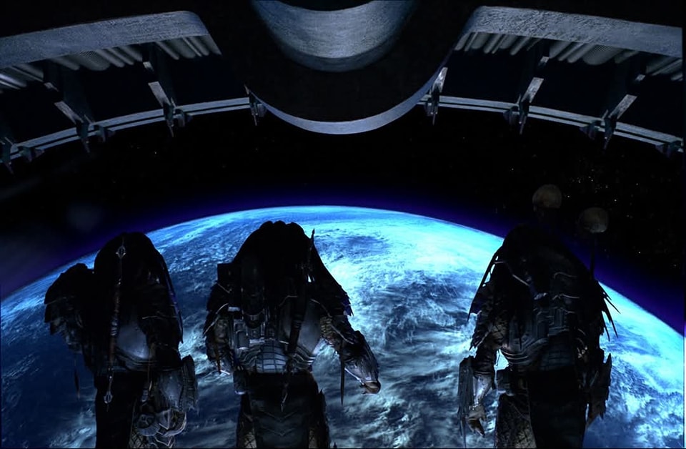 Predator - The Predator hunting party overlooks the Earth in this ...