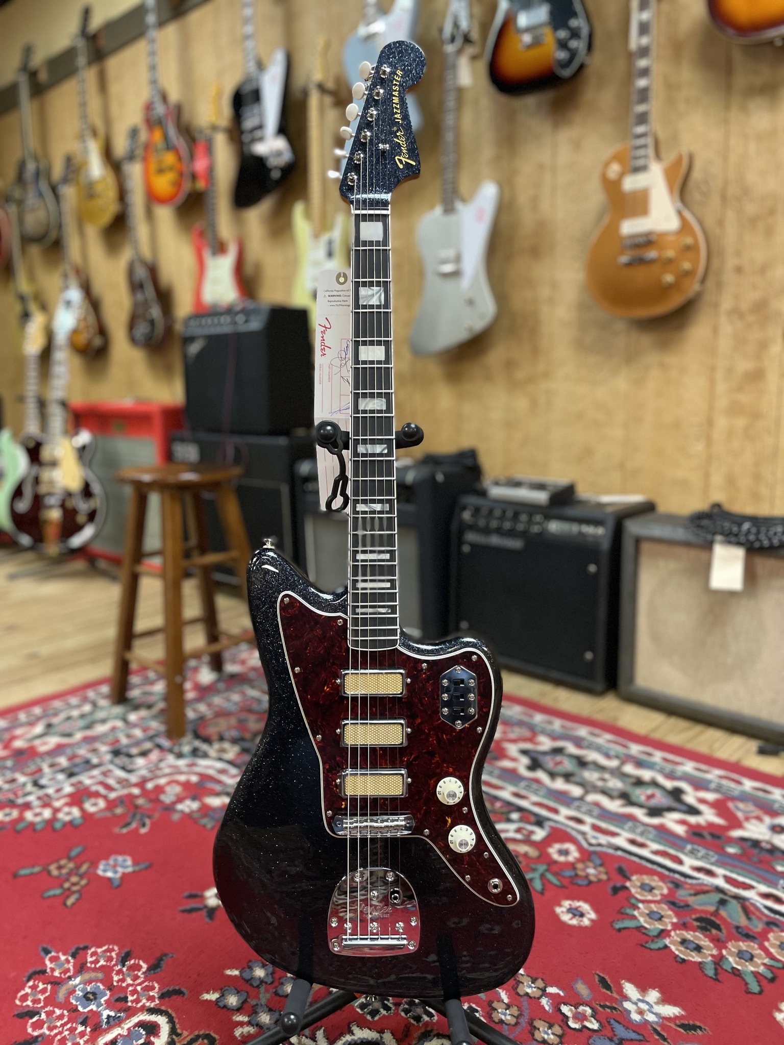 Fender Gold Foil Jazzmaster in black sparkle finish