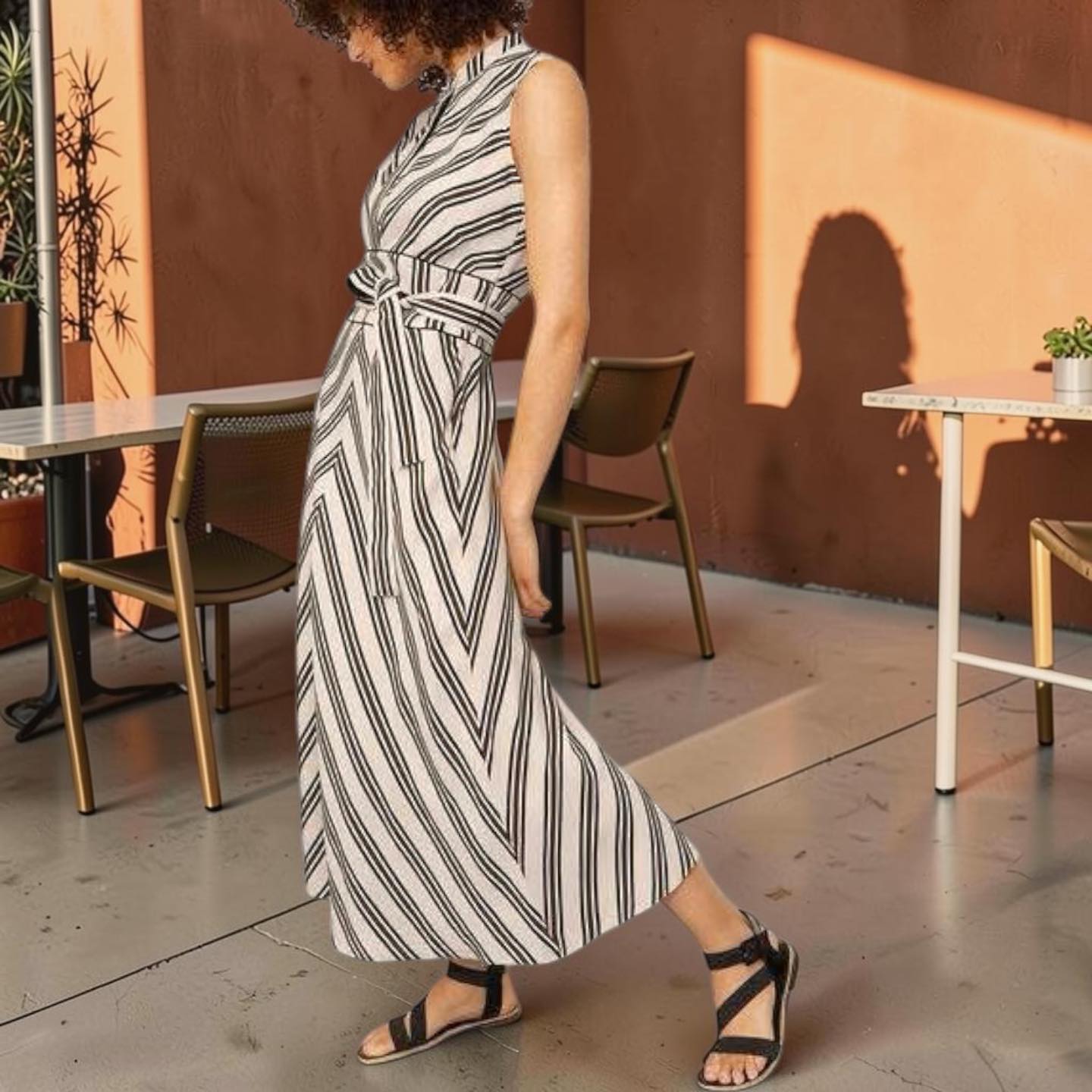 Karen Millen ivory chevron maxi dress for sale