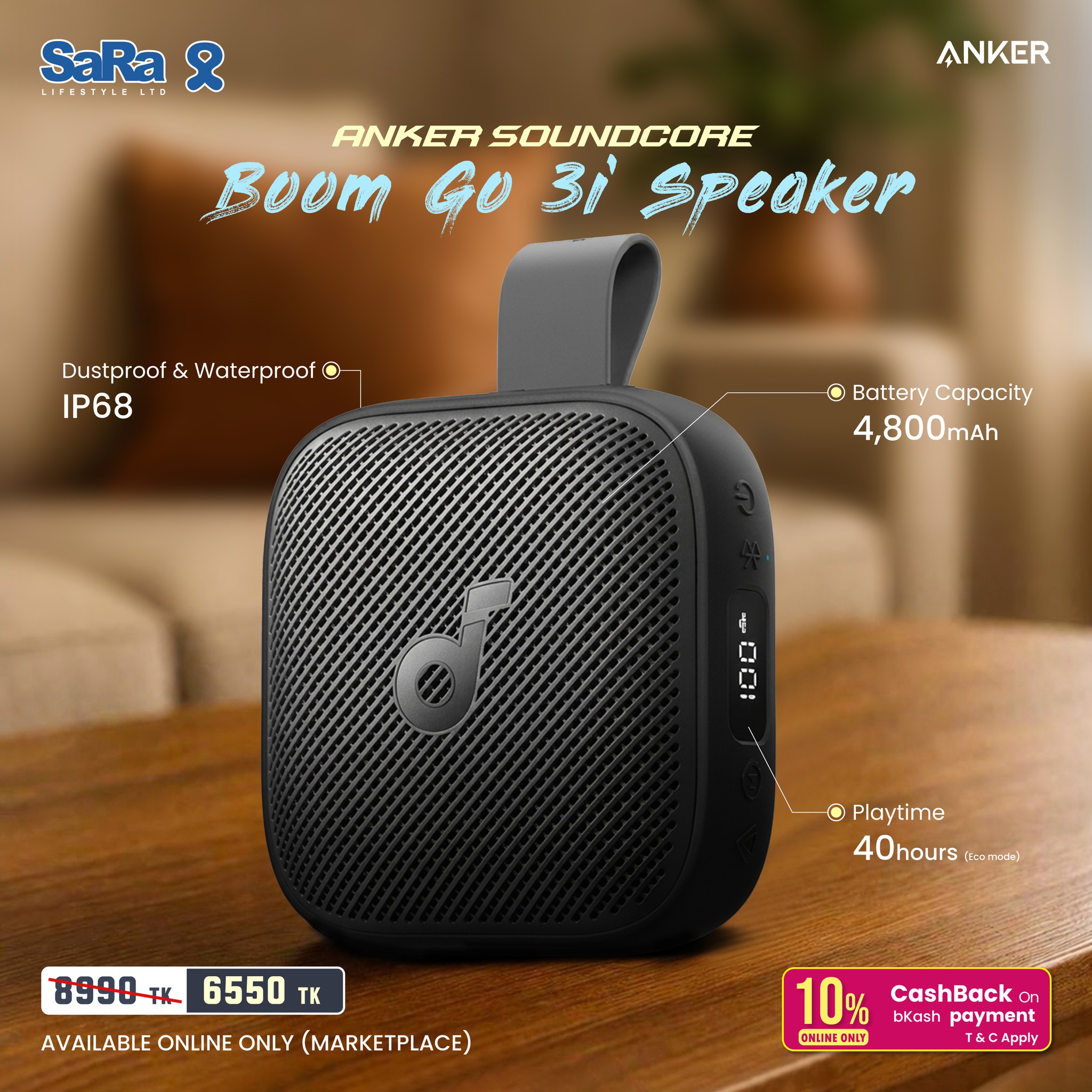 Turn up every moment with the Anker Soundcore Boom Go 3i Speaker