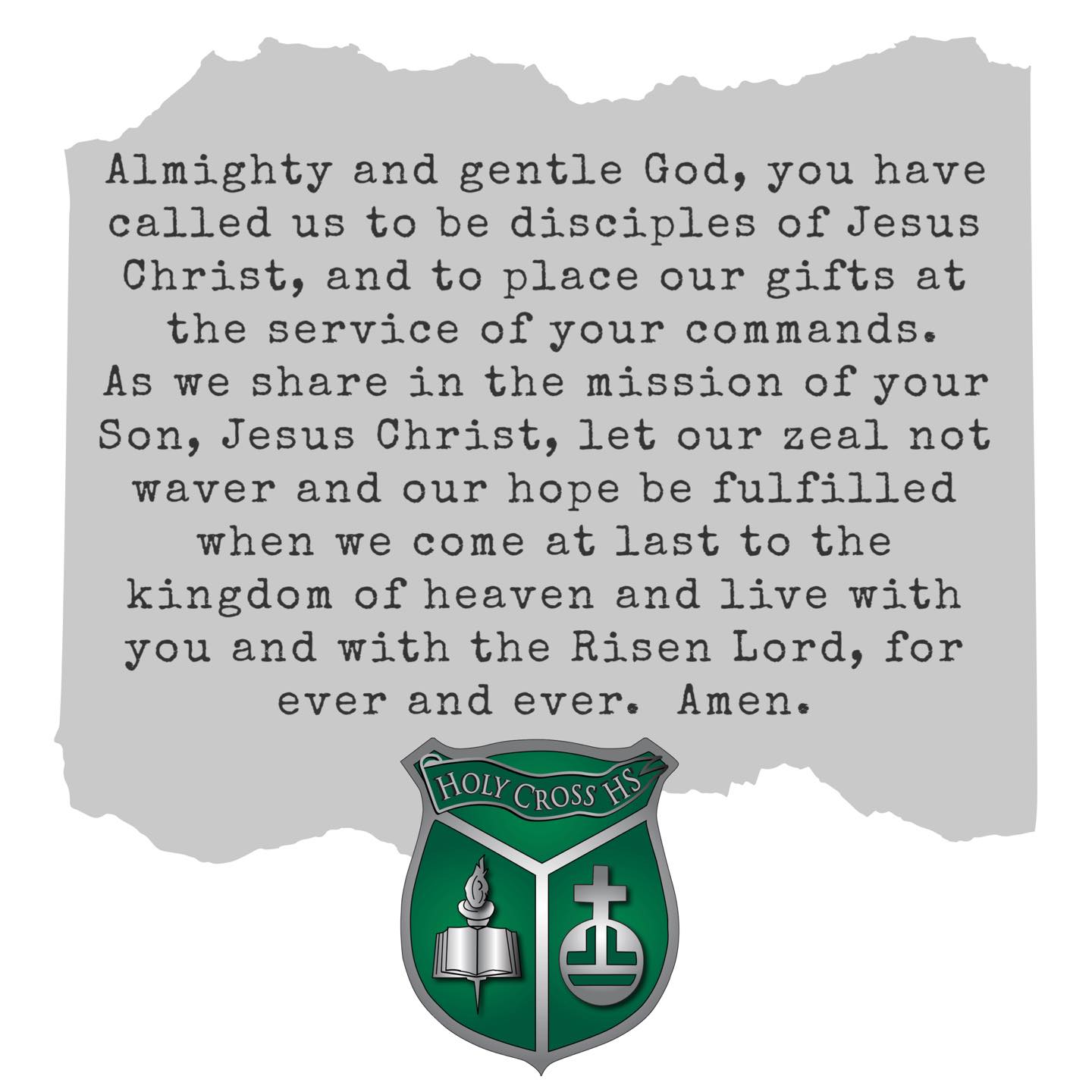 A prayer to start our weekend 💚🖤... - Holy Cross High School