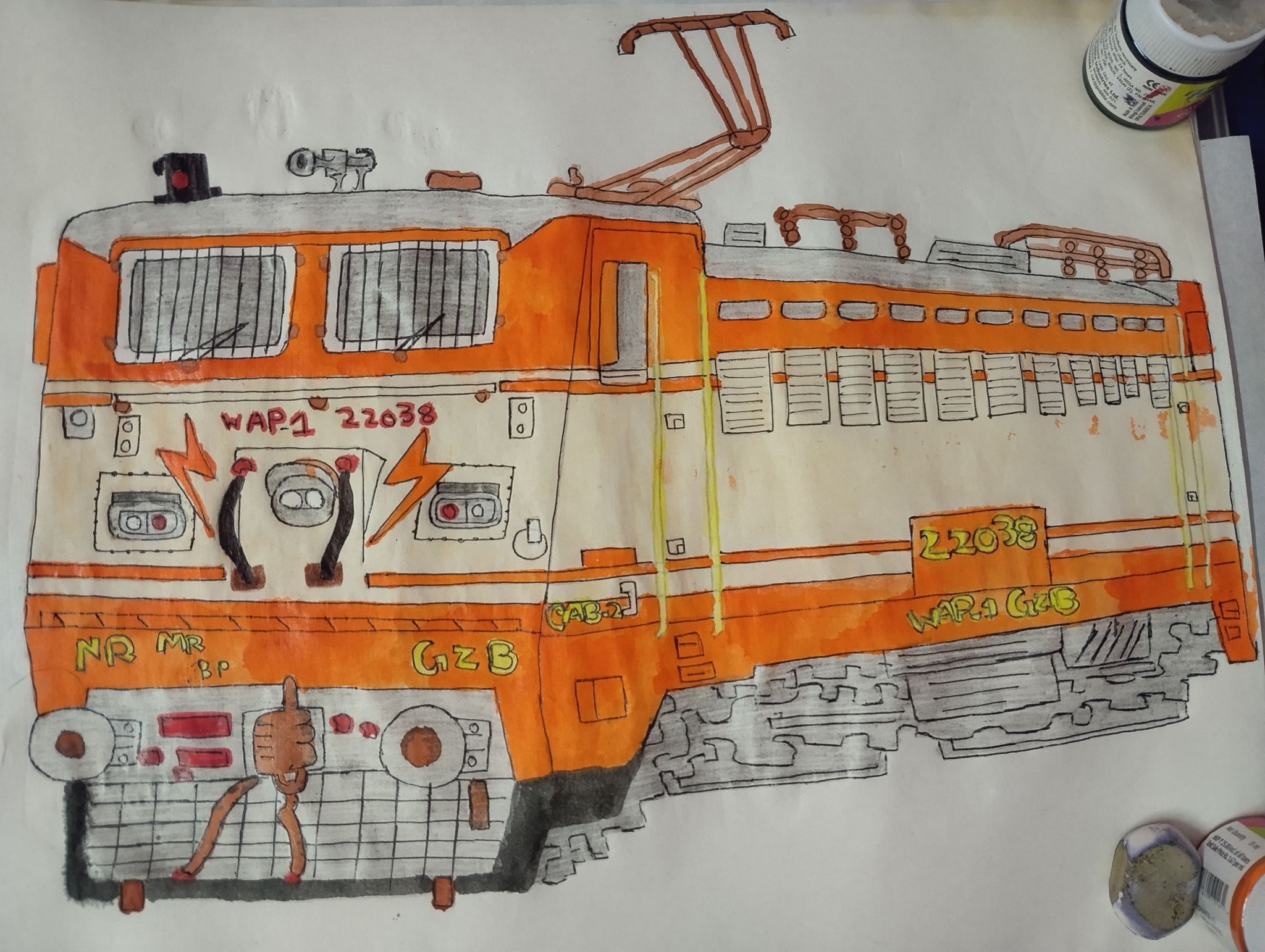 GZB WAP-1 LOCOMOTIVE PENCIL DRAWING.