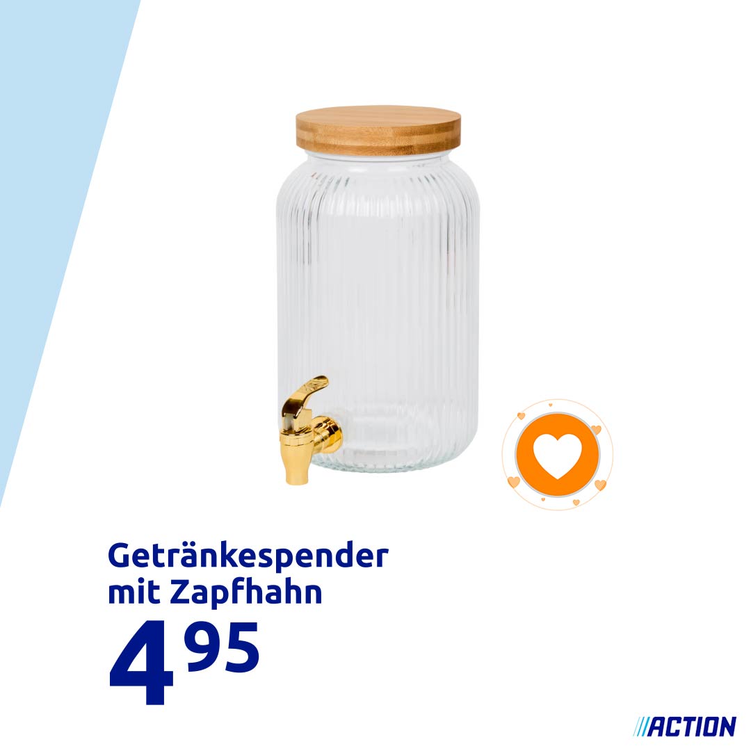 Serviere kühle Sommerdrinks mit diesem stilvollen Getränkespender! Ideal für sonnige Tage im Garten und zum gewohnt kleinen Preis: https://go.action .com/1em
