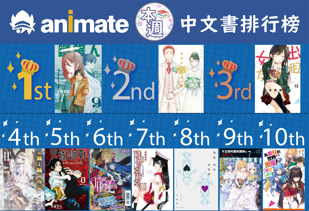 Animate 台中店 - 【台版書籍情報】 本周的中文書籍排行榜，提供給大家參考(¬‿¬) #台版書籍情報... | Facebook
