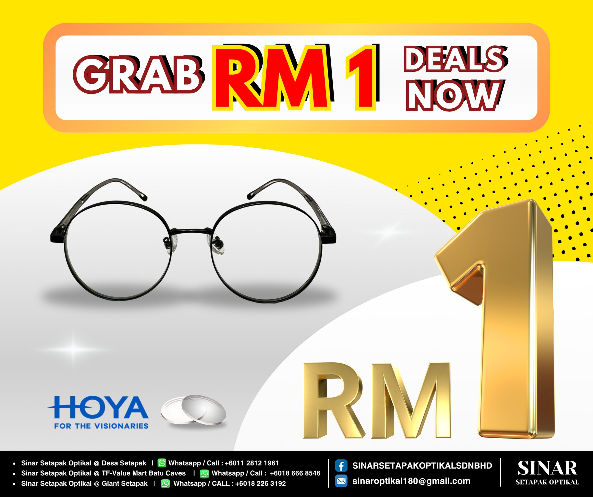 SINAR - 👓 Buy HOYA lenses and get your frame for only RM1 — this month ...