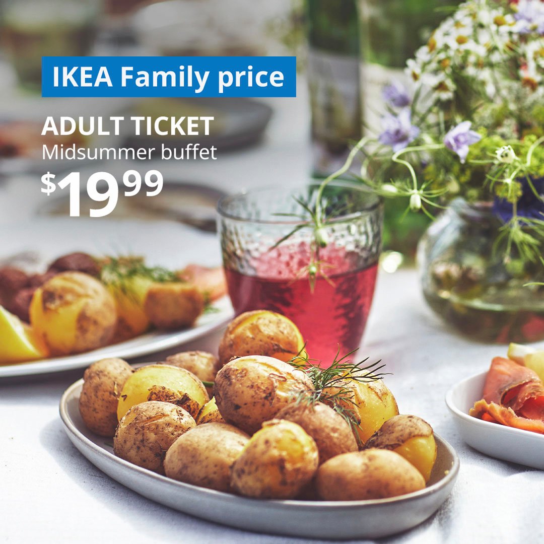Save your spot at our Midsummer Buffet before seats fill up. 🌼 Come hungry. Leave infinitely happier. 📍 In-store, 6/26 only 🎟️ Tickets available now at the IKEA Swedish Restaurant ⚡️ IKEA Family