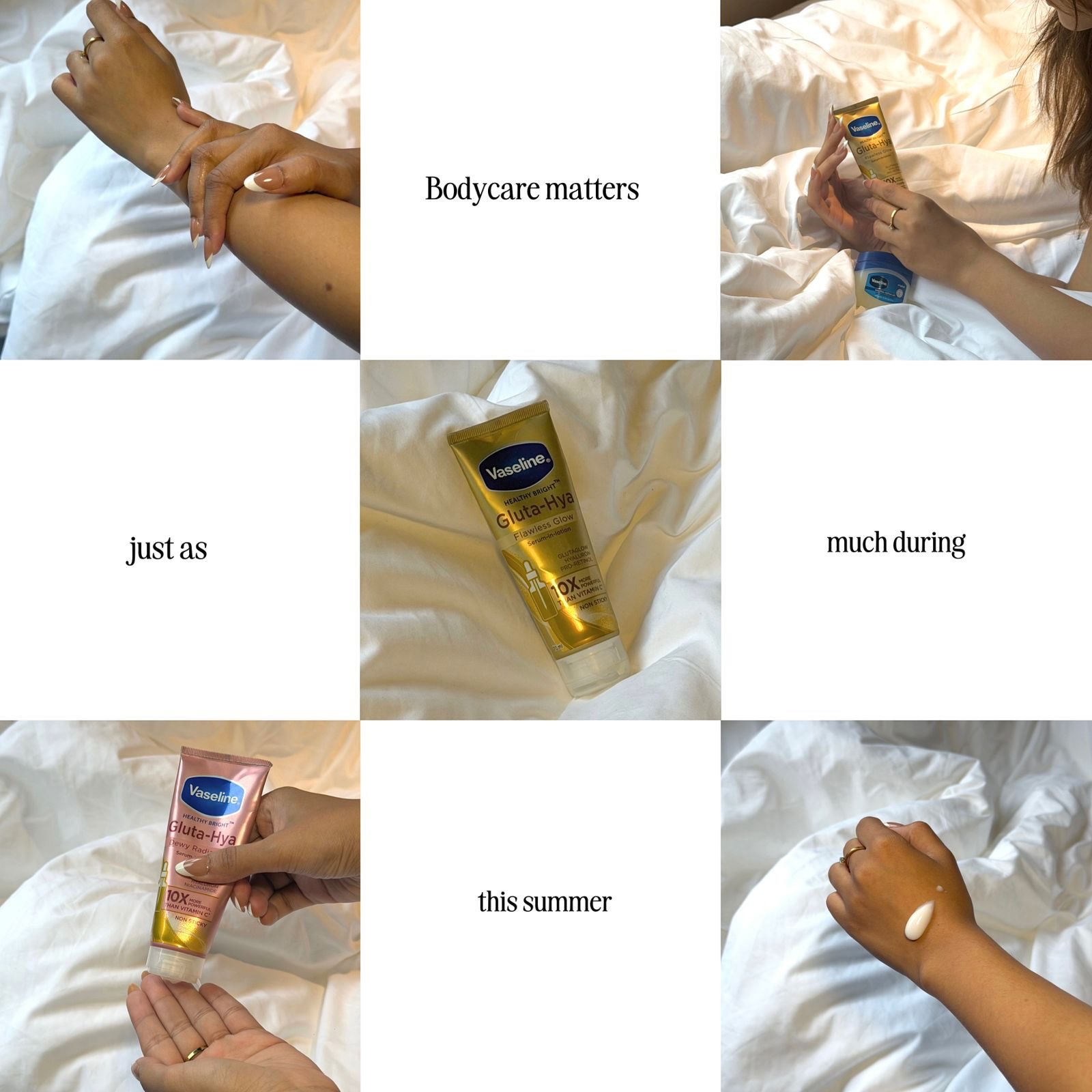 POV: You finally realized body care isn't just a winter thing. 🤭☀️ Summer skin deserves hydration too! Vaseline Gluta-Hya keeps your skin feeling hydrated, lightweight, and glowing—no sticky vibes, just glow. ✨ [