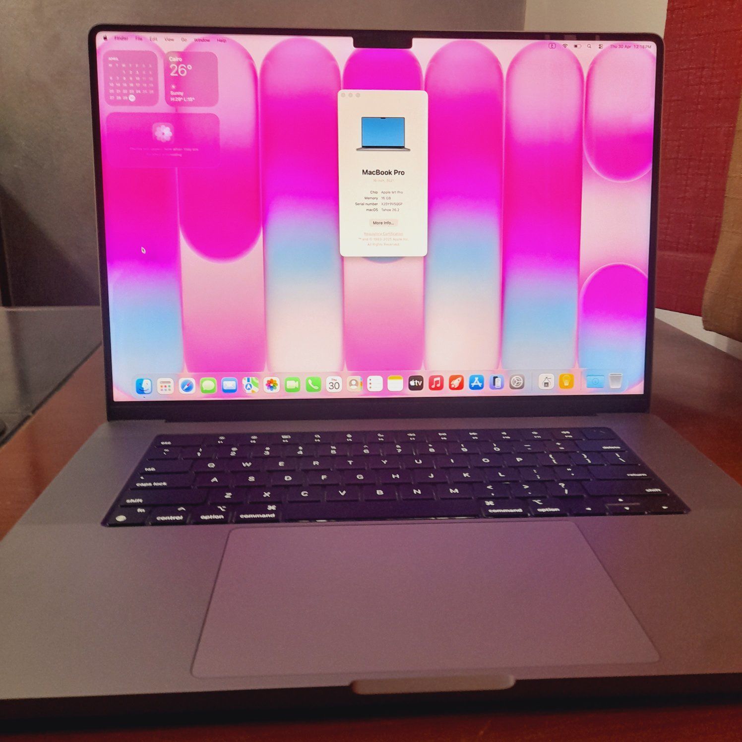 MacBook pro 2021 M1pro 16 inch Memory 16GB Storage 512GB Gpu 16 