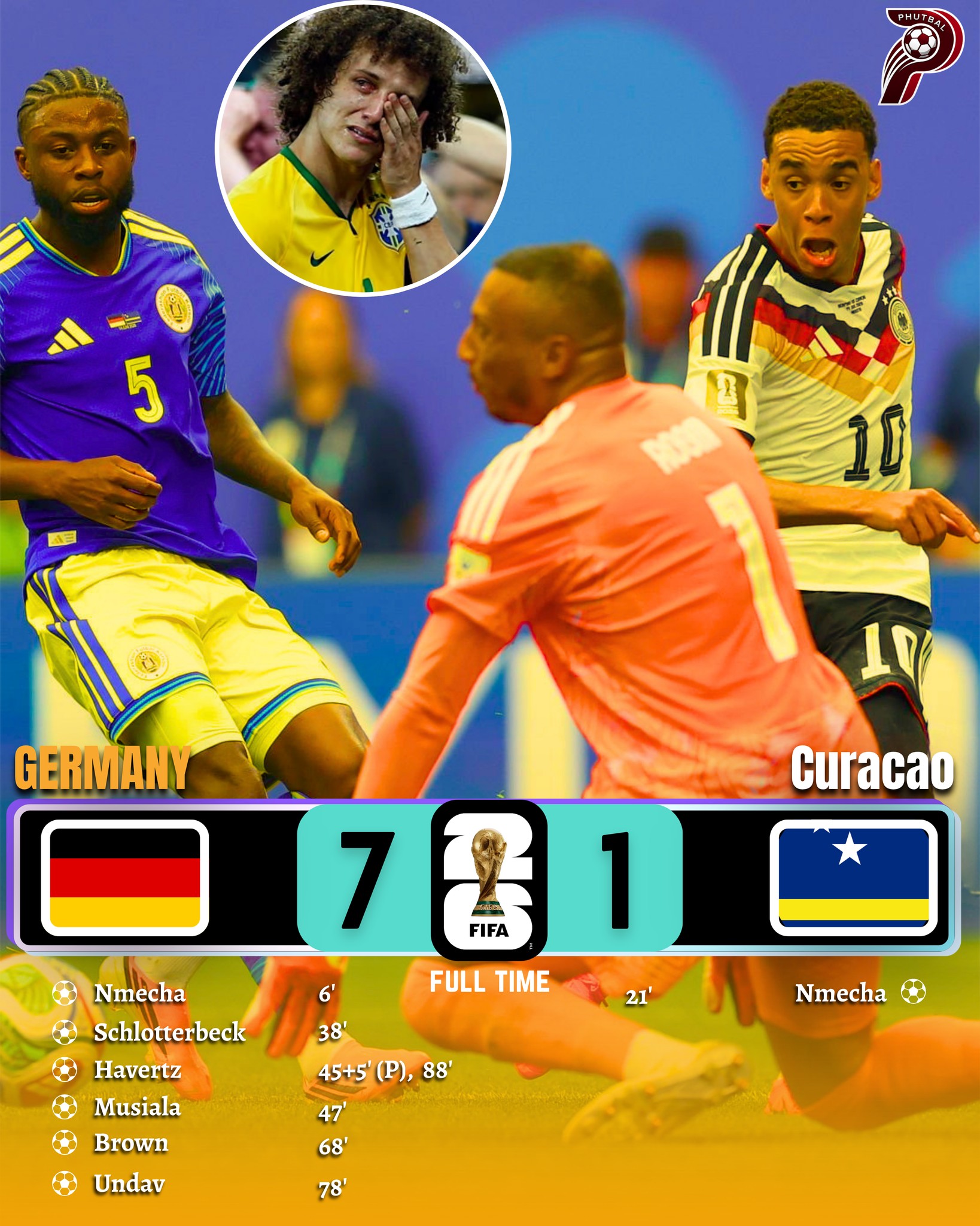 Germany defeats Curaçao 7-1, repeating the same scoreline from