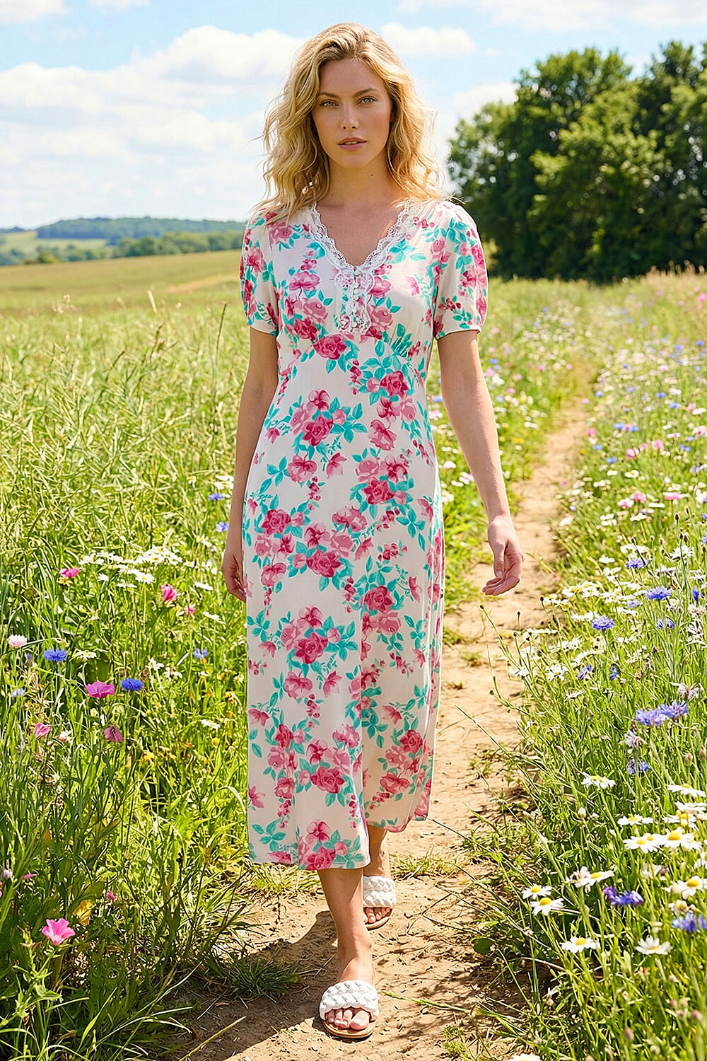 summer dresses flower Ever-Pretty Plus Size Floral Mermaid Dress with Flutter Sleeves – Spring & Style The sleeveless design and collared neckline add a touch of sophistication Cute Blue Casual Summer Dress