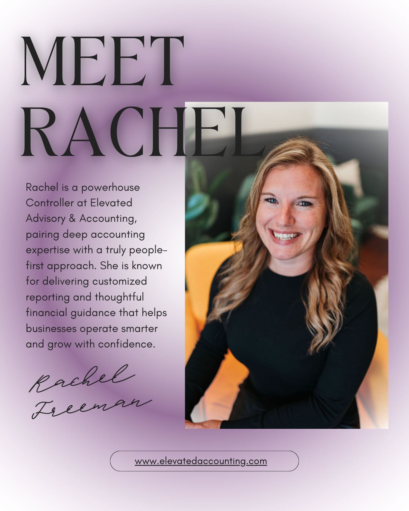 Elevated - Rachel brings the brains, the heart, and the calm confidence ...