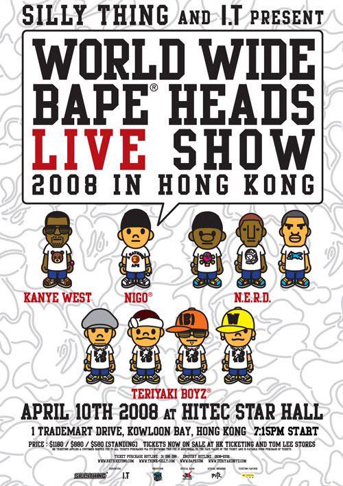 Flyer from 2008 for the BAPE Heads live show in Hong Kong