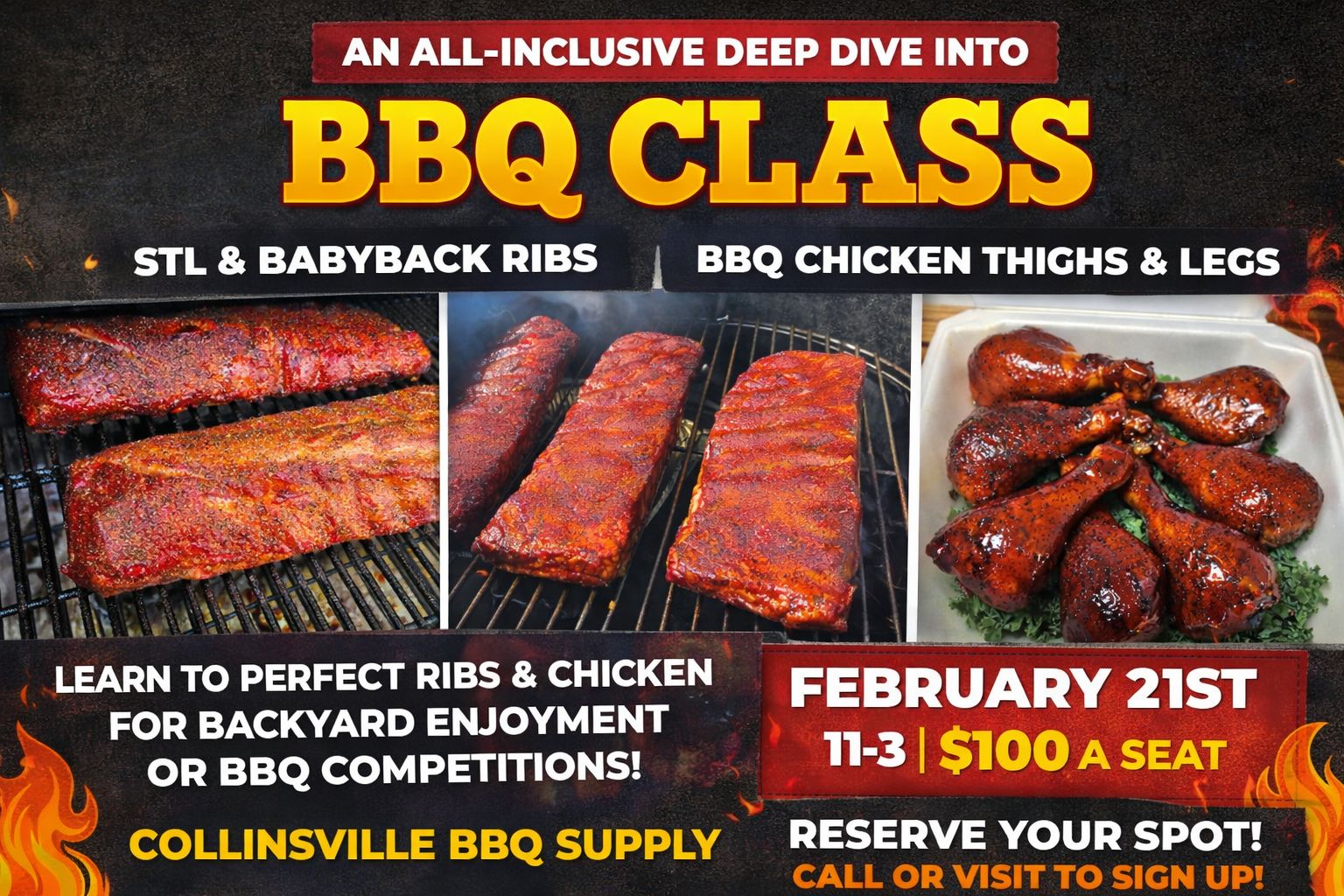 Collinsville - 🔥 BBQ CLASS: RIBS & CHICKEN – DONE RIGHT 🔥 If you’ve ...