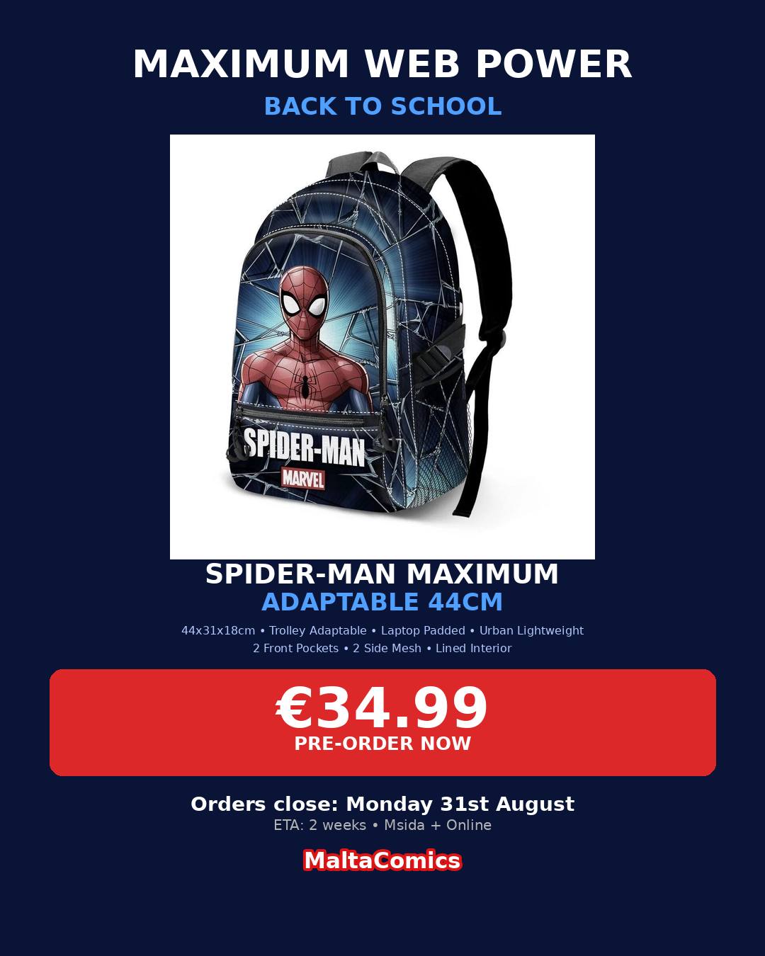 Spider-Man Marvel adaptable 44cm backpack