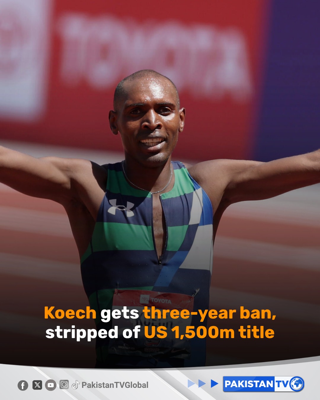 Kenyan-born American runner Jonah Koech has accepted a three-year ban for blood doping and been stripped of his 2025 US 1,500-meter title, the US Anti-Doping Agency announced on Monday. #JonahKoech #DopingBan #Athletics #