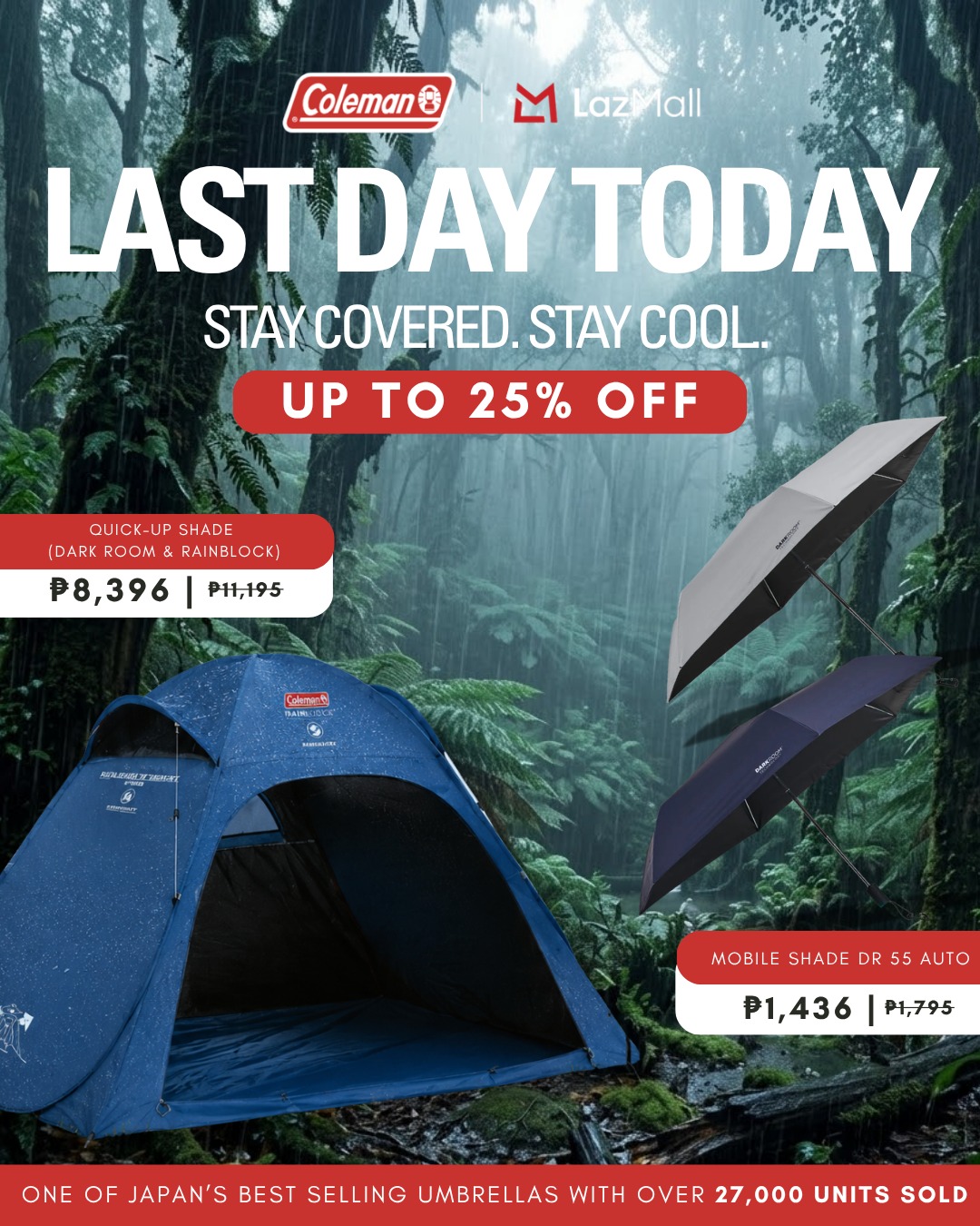Cool down in style with the Coleman Quick-Up Shade DR 🏕️ Rain or