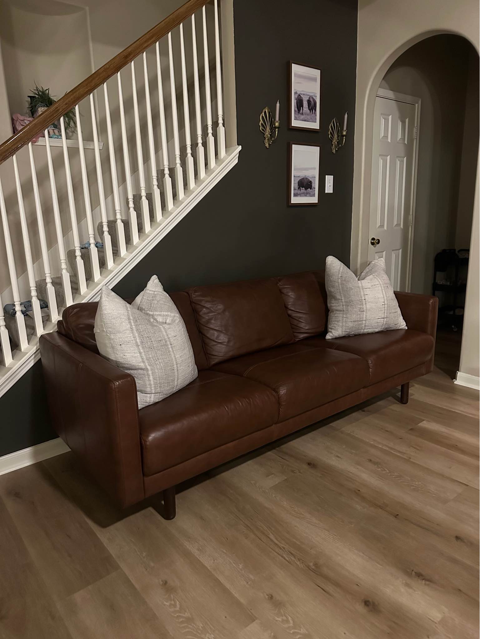 🔥GORGEOUS Top Grain Leather Mid Century Modern Sofa - Sofas, Loveseats
