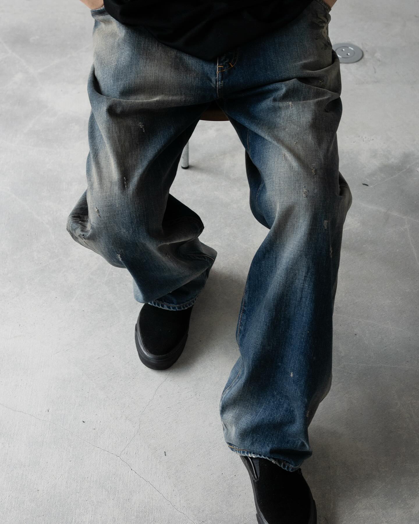 ancellm_official exclusive. TAPERED 5P DENIM PANTS col INDIGO size 