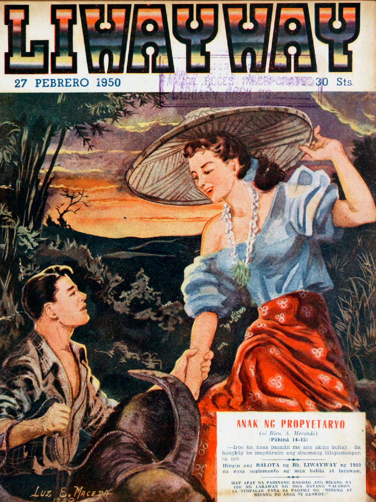 LIWAYWAY - PAGPUPUGAY SA MGA ALAGAD NG SINING! PEBRERO 27, 1950 ...