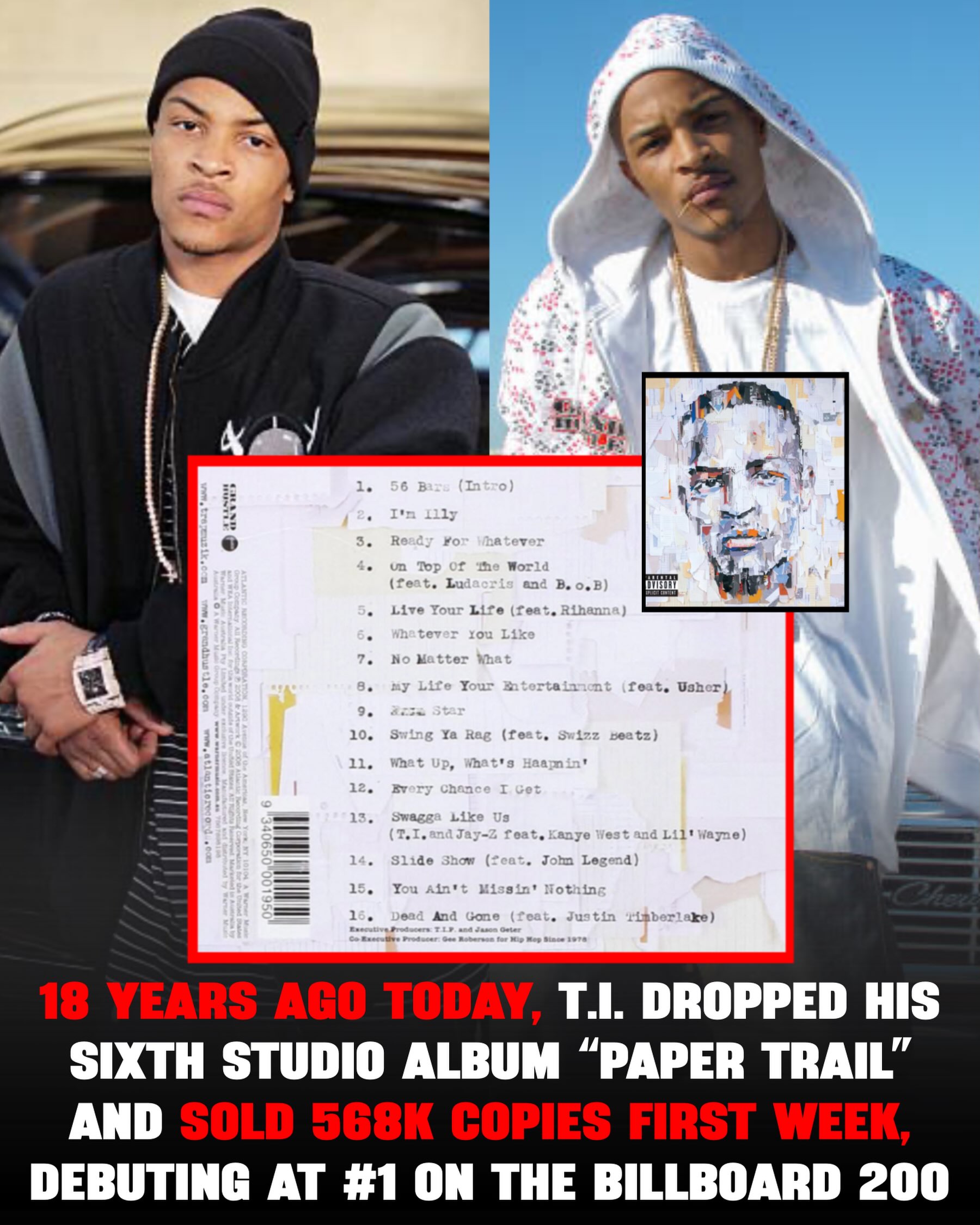 18 years ago today, #ti dropped his sixth studio album “Paper