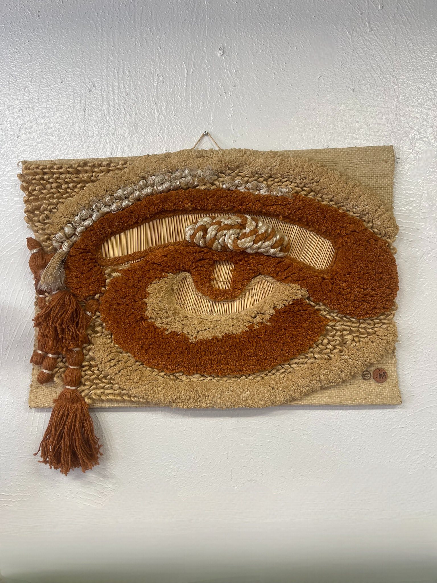 Vintage Woven Wall Hanging Fiber Art Tapestry by Don Freedman, c 
